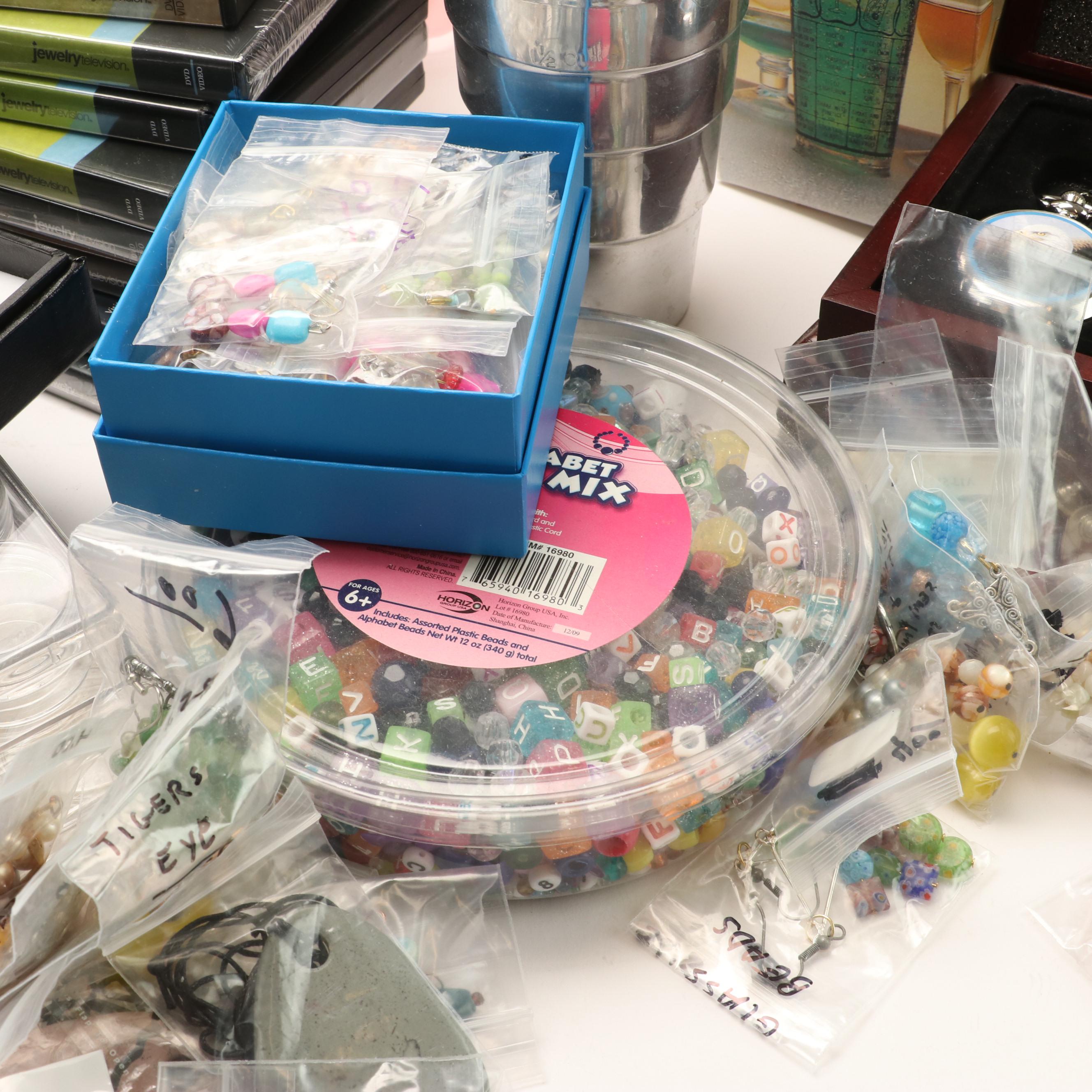 Sterling Jewelry and Various Jewelry Making Supplies Including Beads and Wires