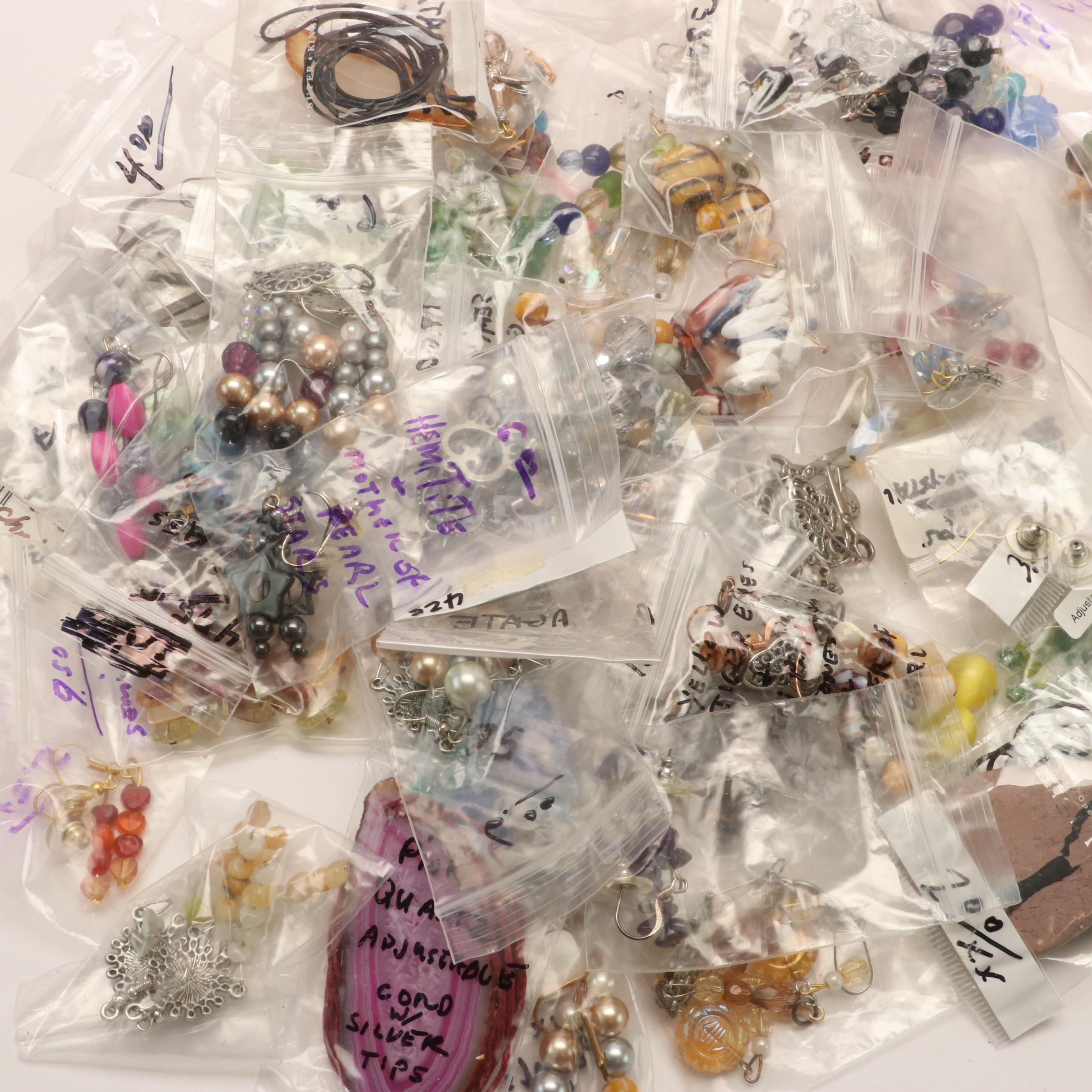 Sterling Jewelry and Various Jewelry Making Supplies Including Beads and Wires