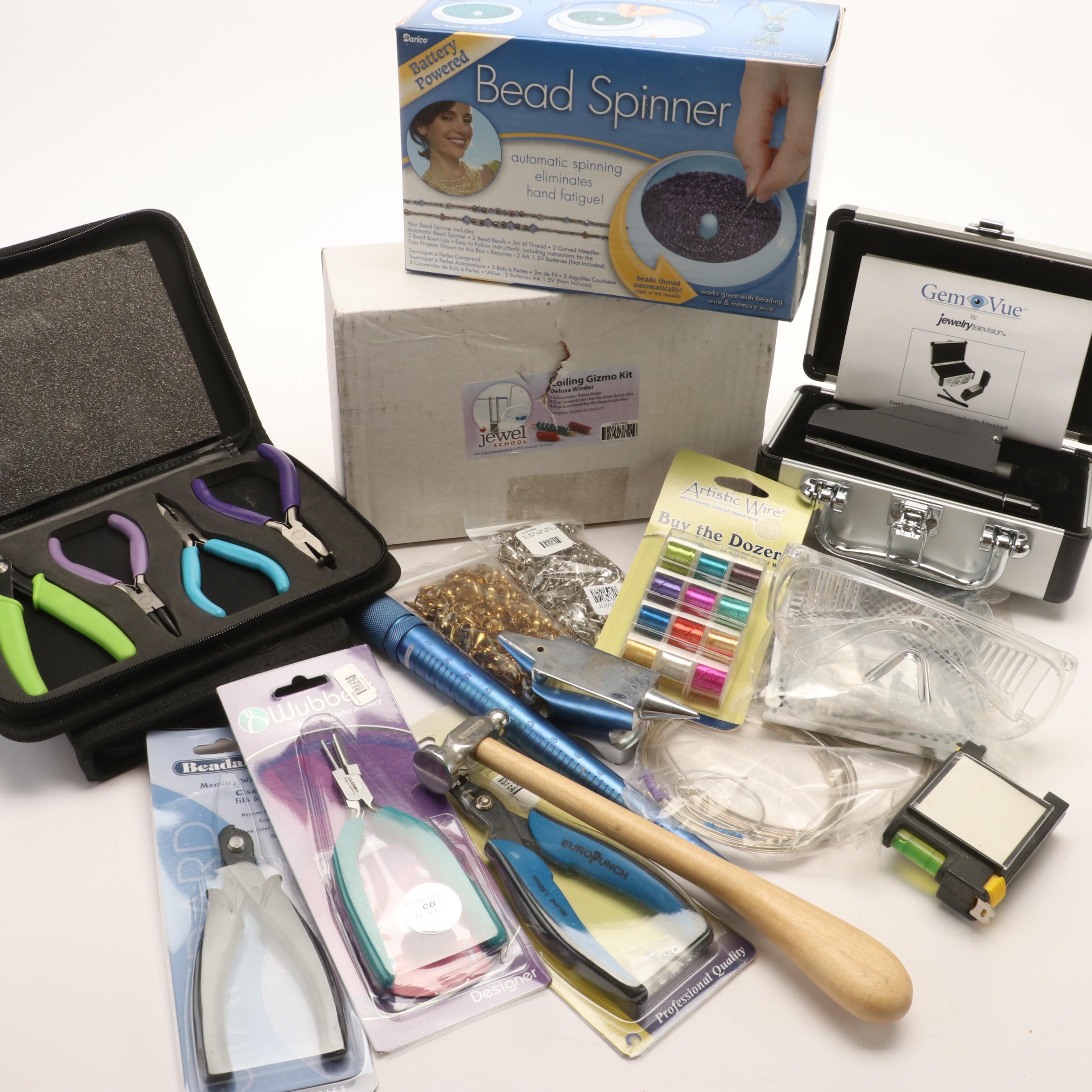 Sterling Jewelry and Various Jewelry Making Supplies Including Beads and Wires