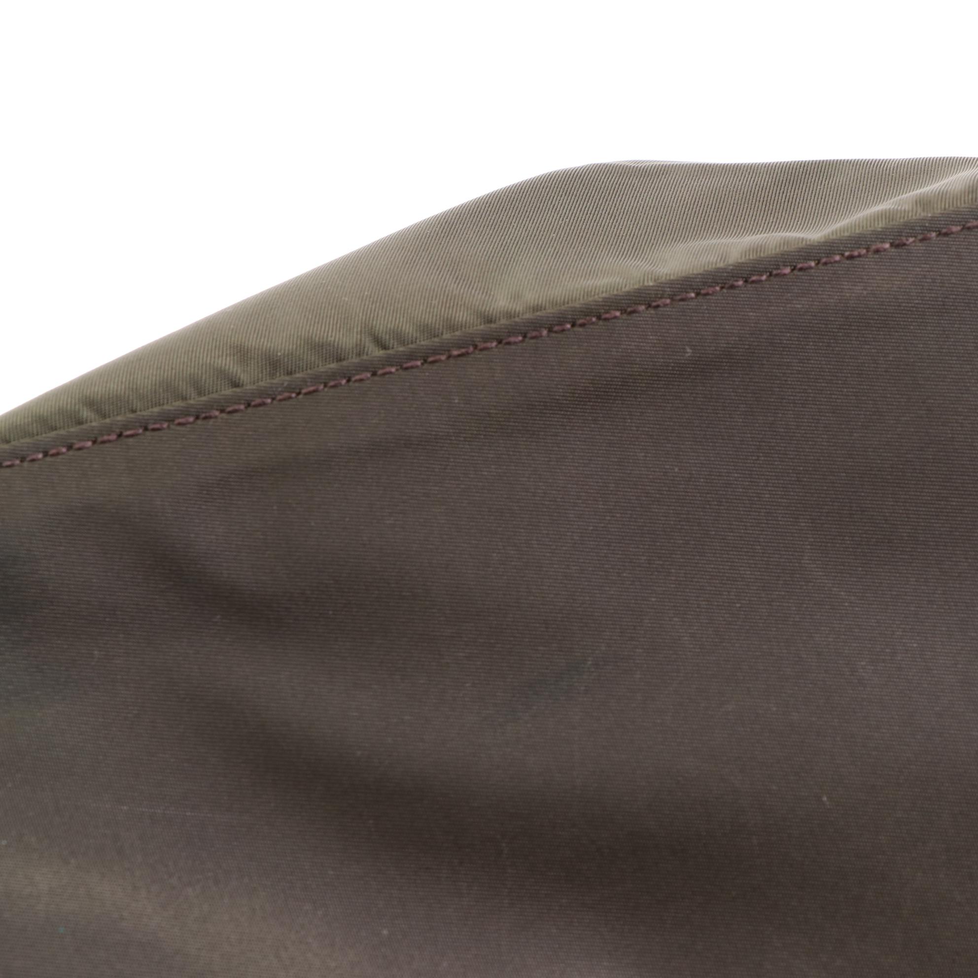 Prada Chain Strap Backpack in Green Nylon and Brown Leather