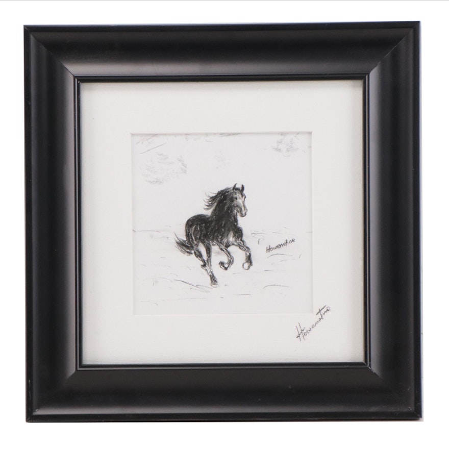 Charcoal Drawing of Galloping Horse