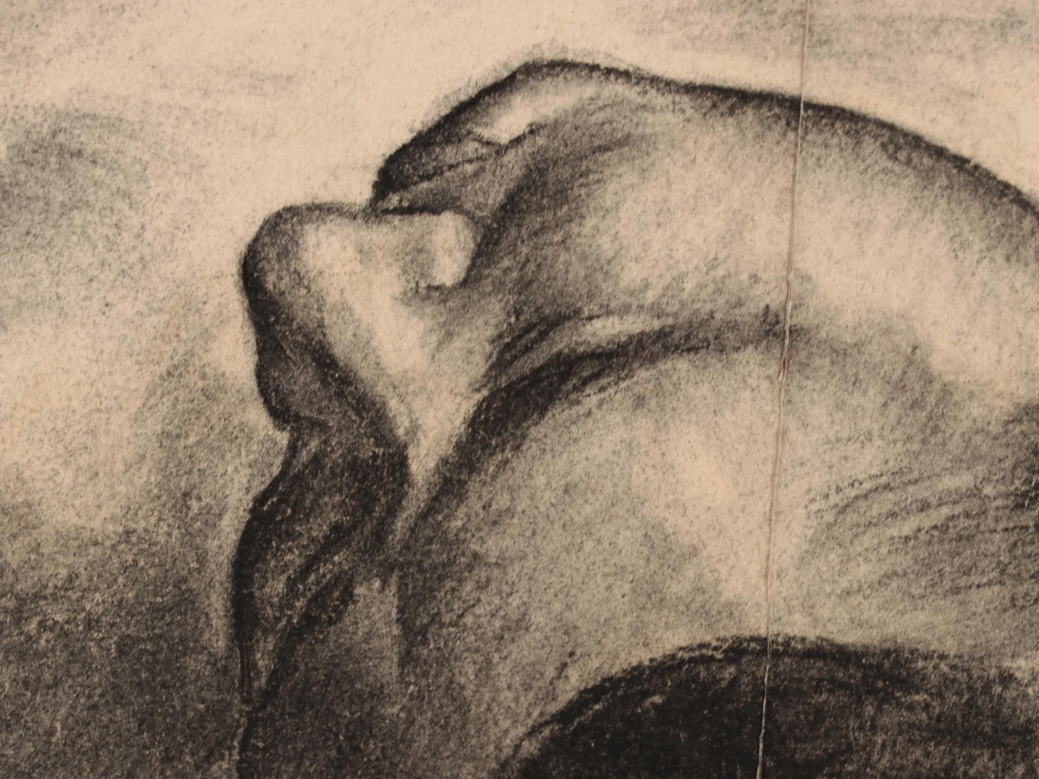 Dan Burne Jones Charcoal Drawing of Reclining Nude