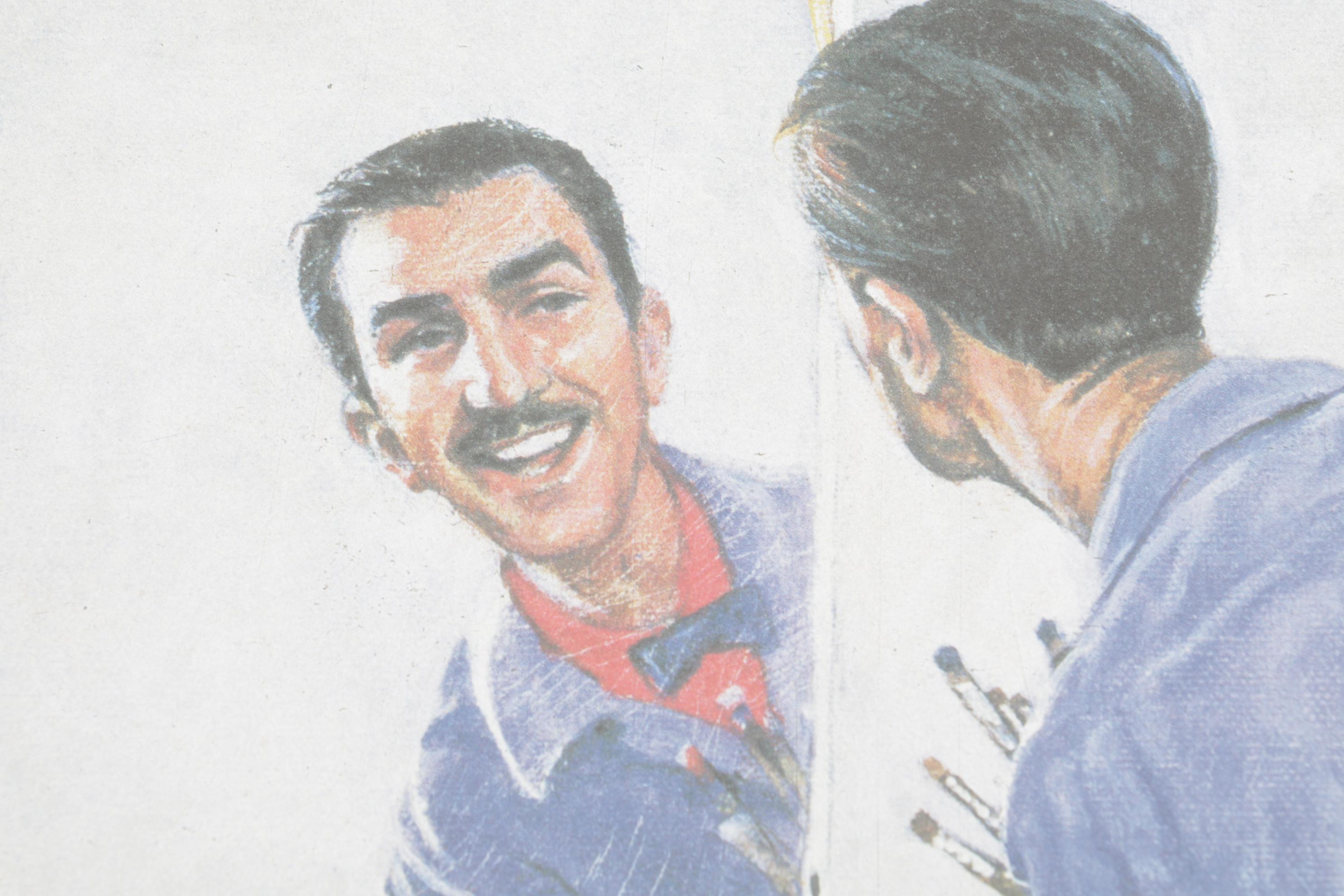 Charles Boyer Offset Lithograph "Walt and Mickey Mouse" With Disney Postcards