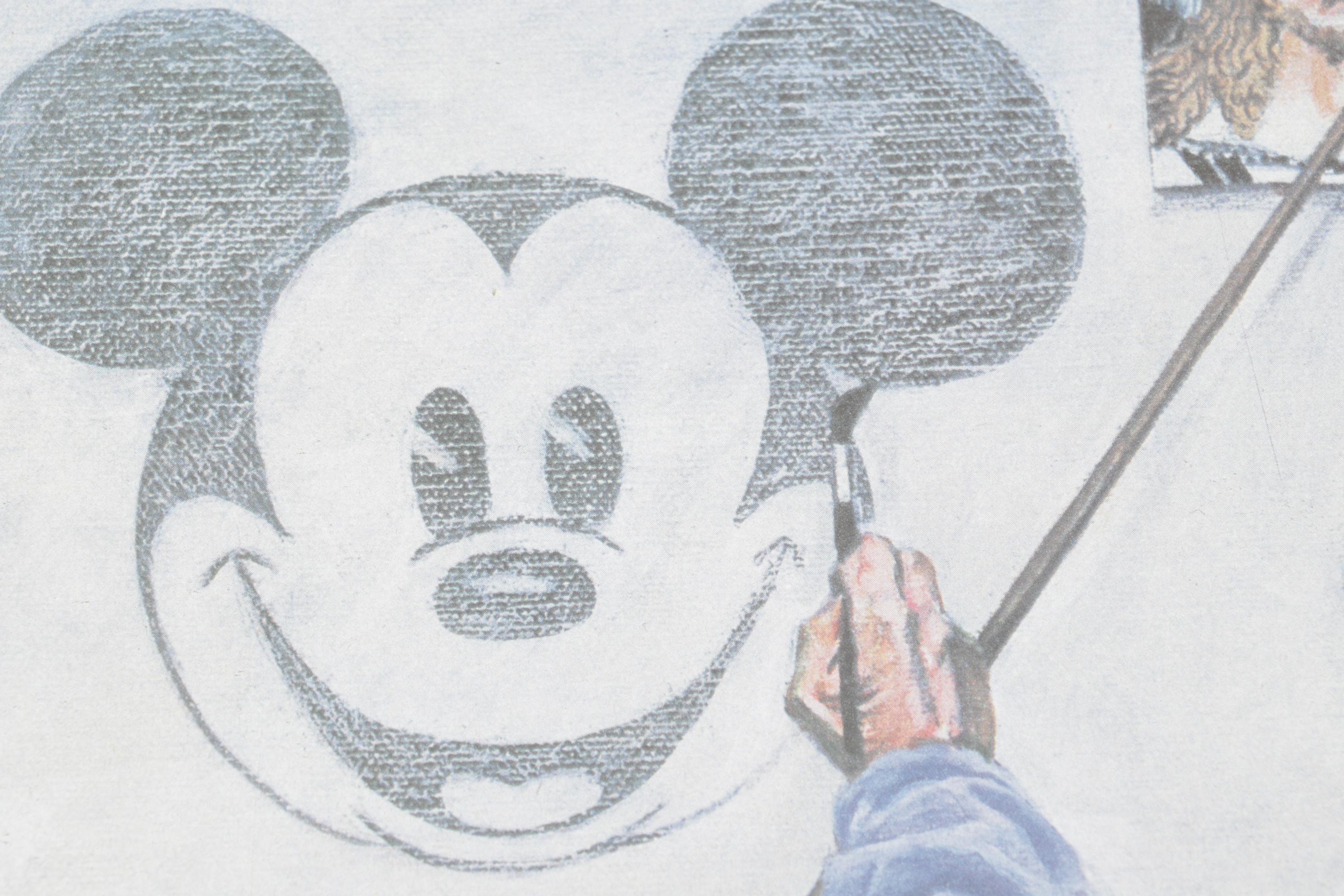 Charles Boyer Offset Lithograph "Walt and Mickey Mouse" With Disney Postcards