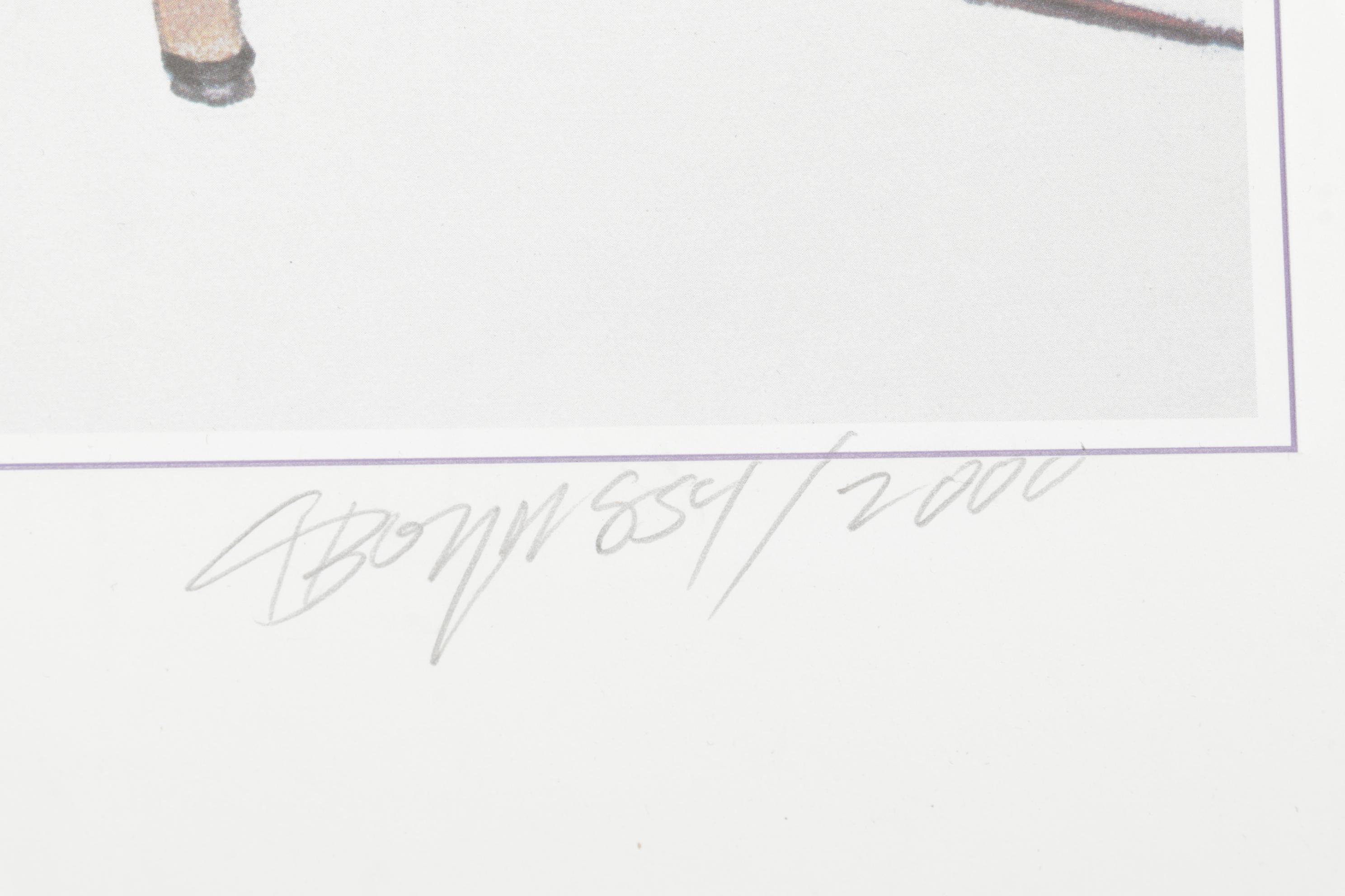 Charles Boyer Offset Lithograph "Walt and Mickey Mouse" With Disney Postcards