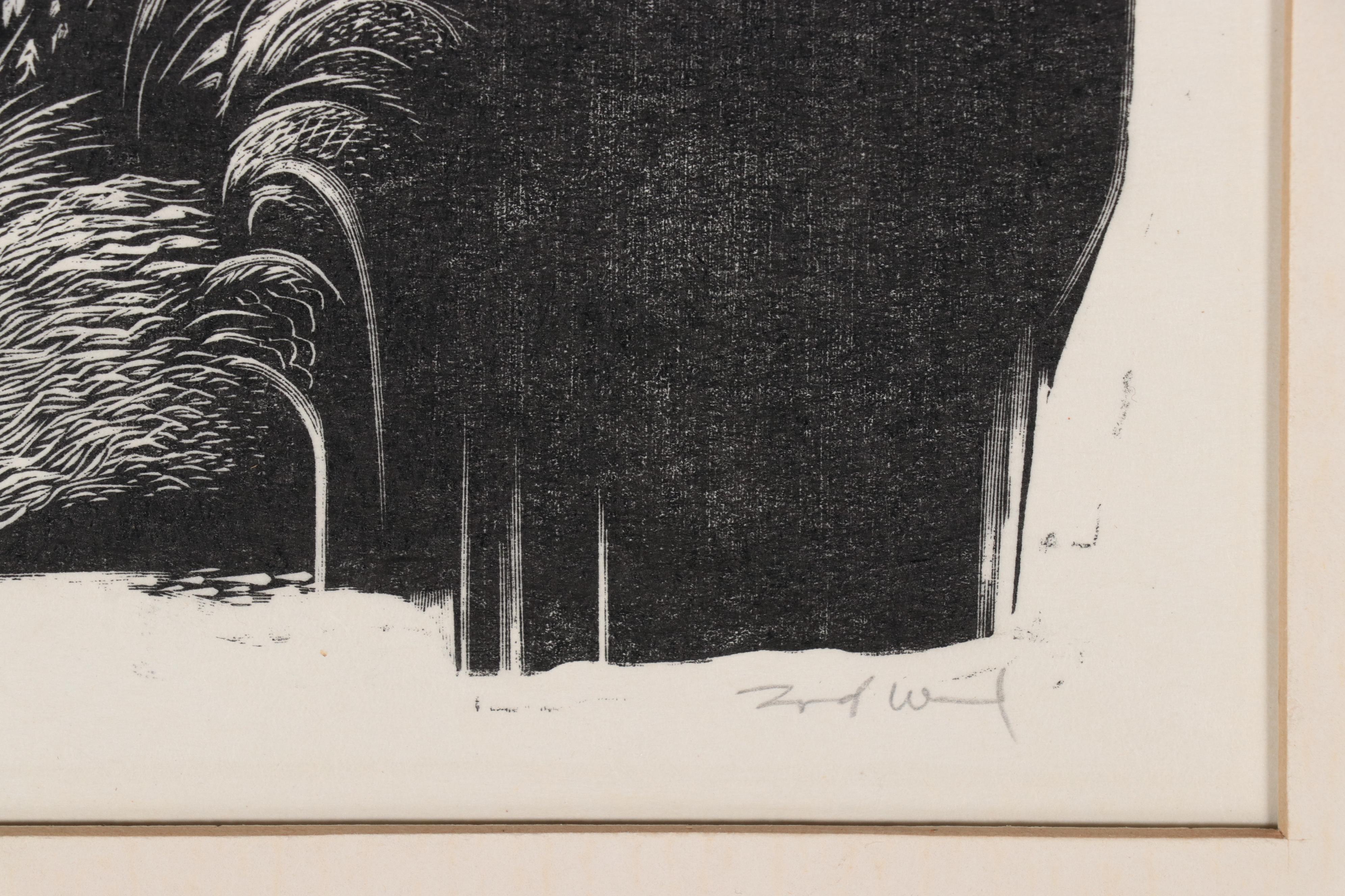 Lynd Ward Wood Engraving "Weeding," 1954