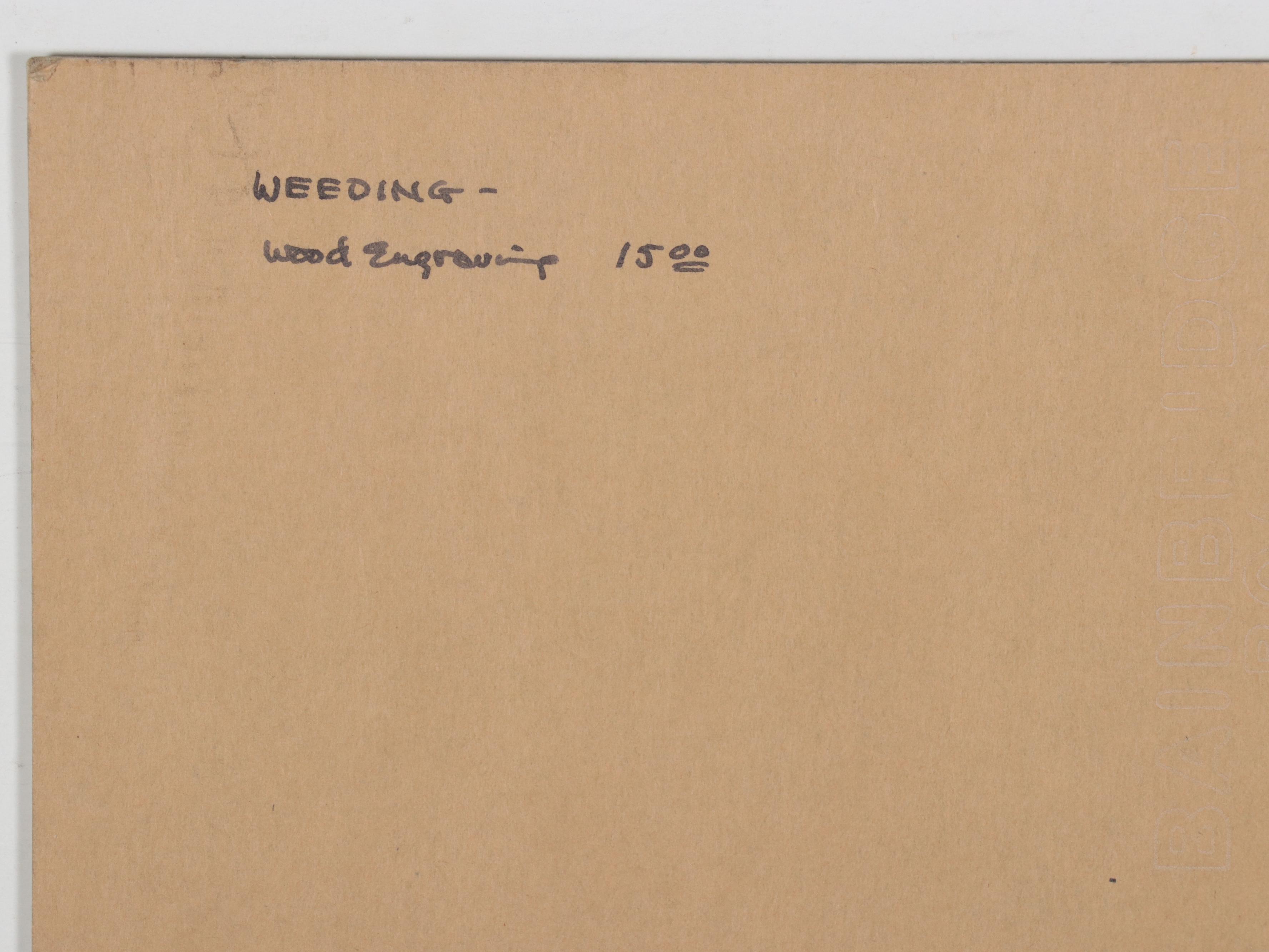 Lynd Ward Wood Engraving "Weeding," 1954