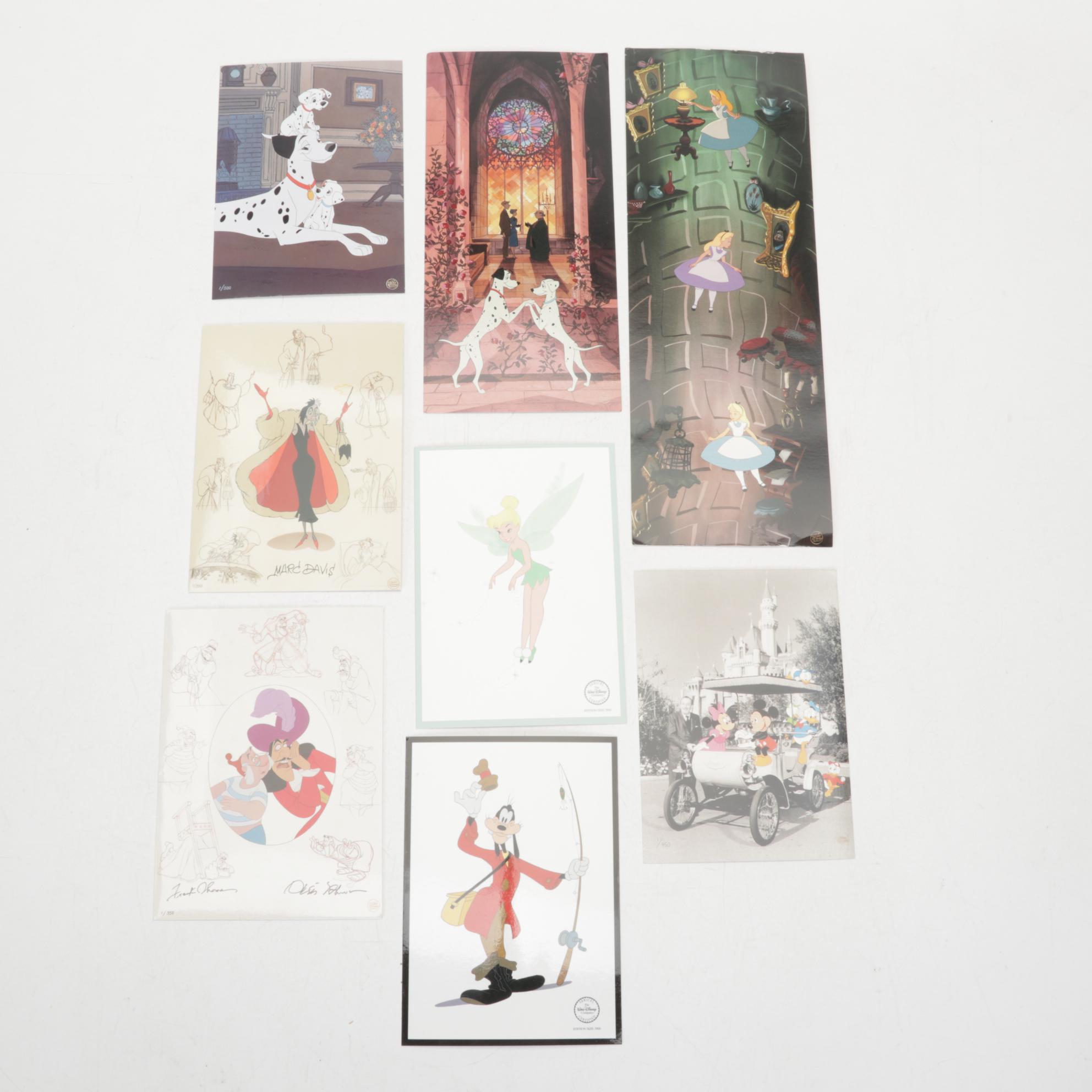 Charles Boyer Offset Lithograph "Walt and Mickey Mouse" With Disney Postcards