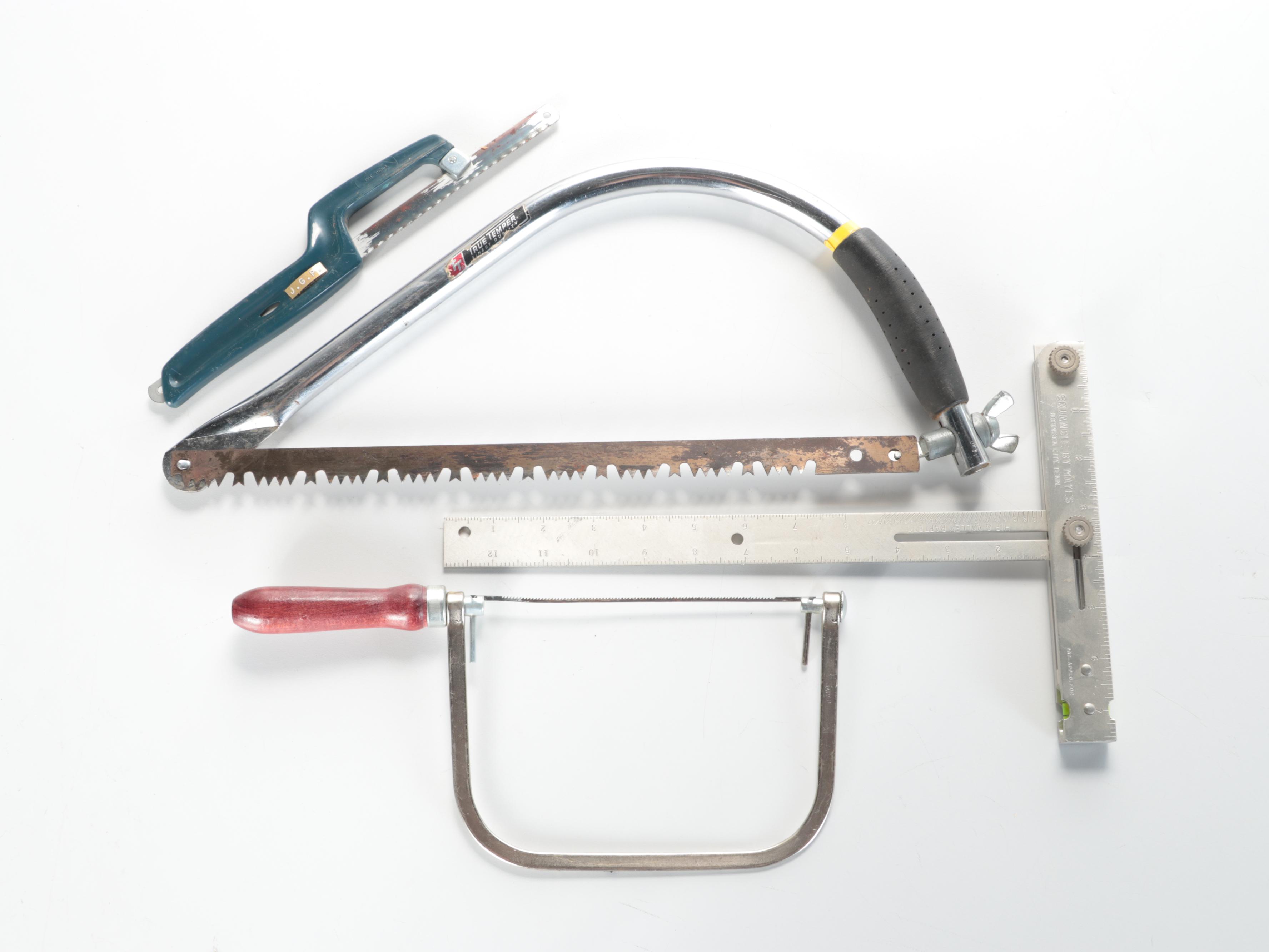 Stanley Clamping Mitre Box and Saw with Assorted Vises and Tools