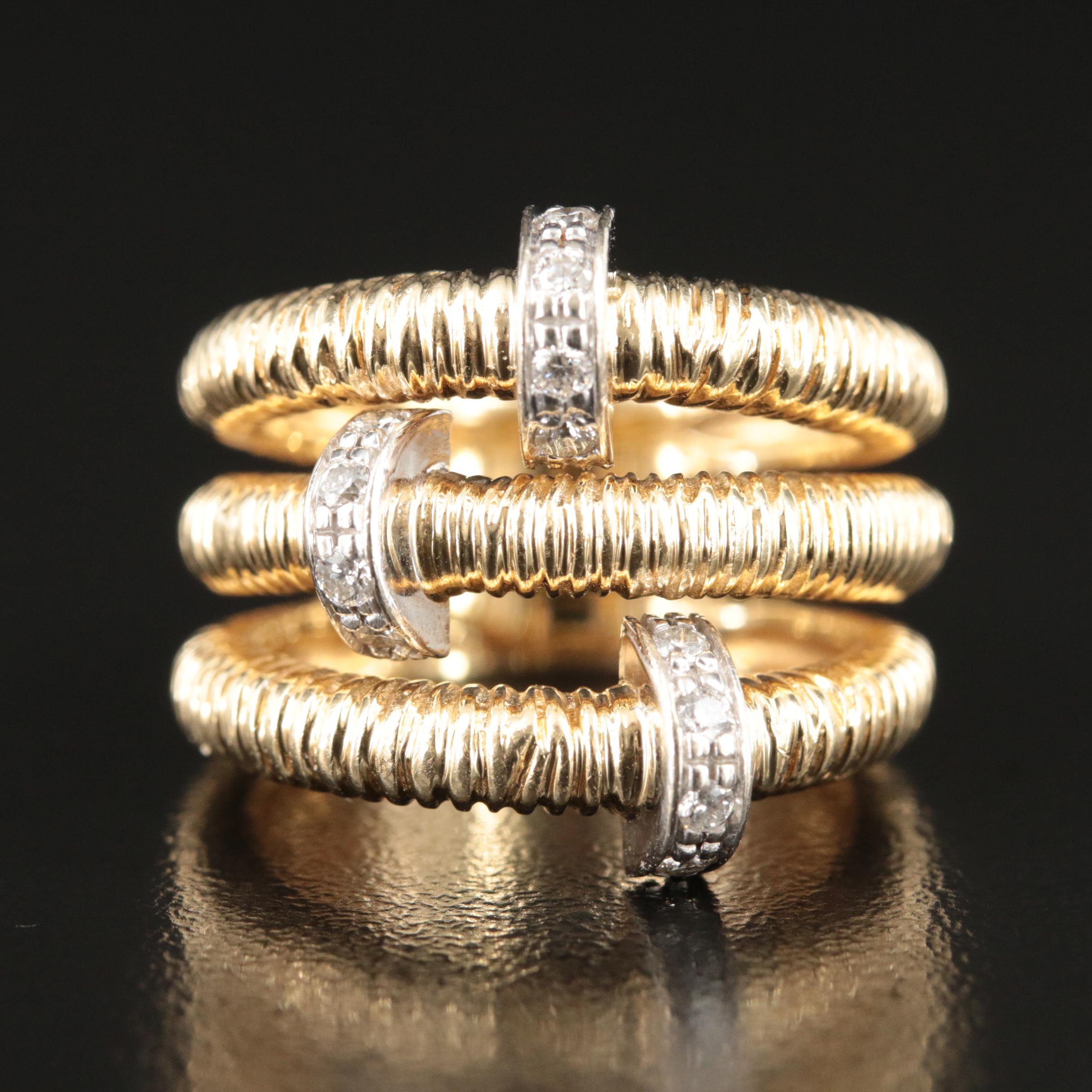 14K 0.27 CTW Diamond Triple Row Ring