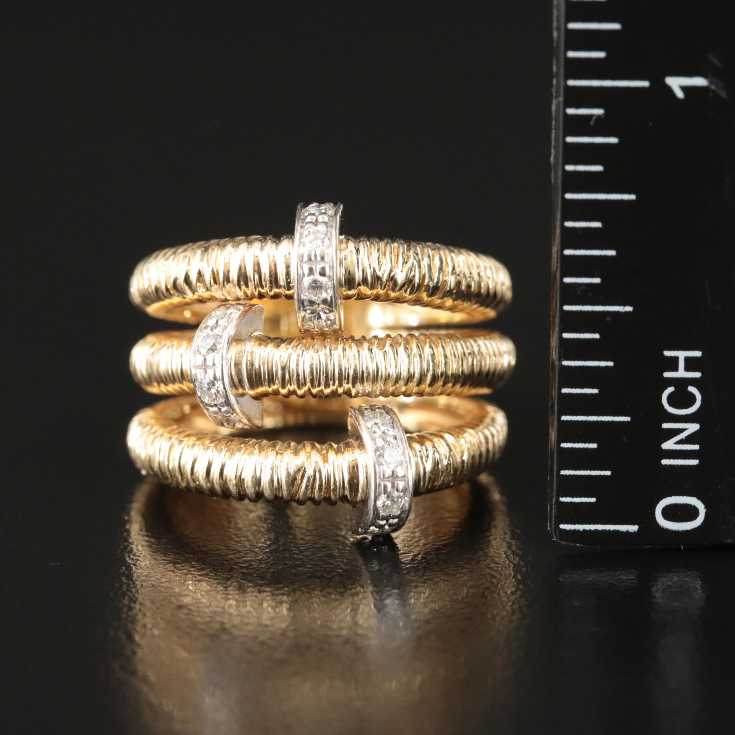 14K 0.27 CTW Diamond Triple Row Ring