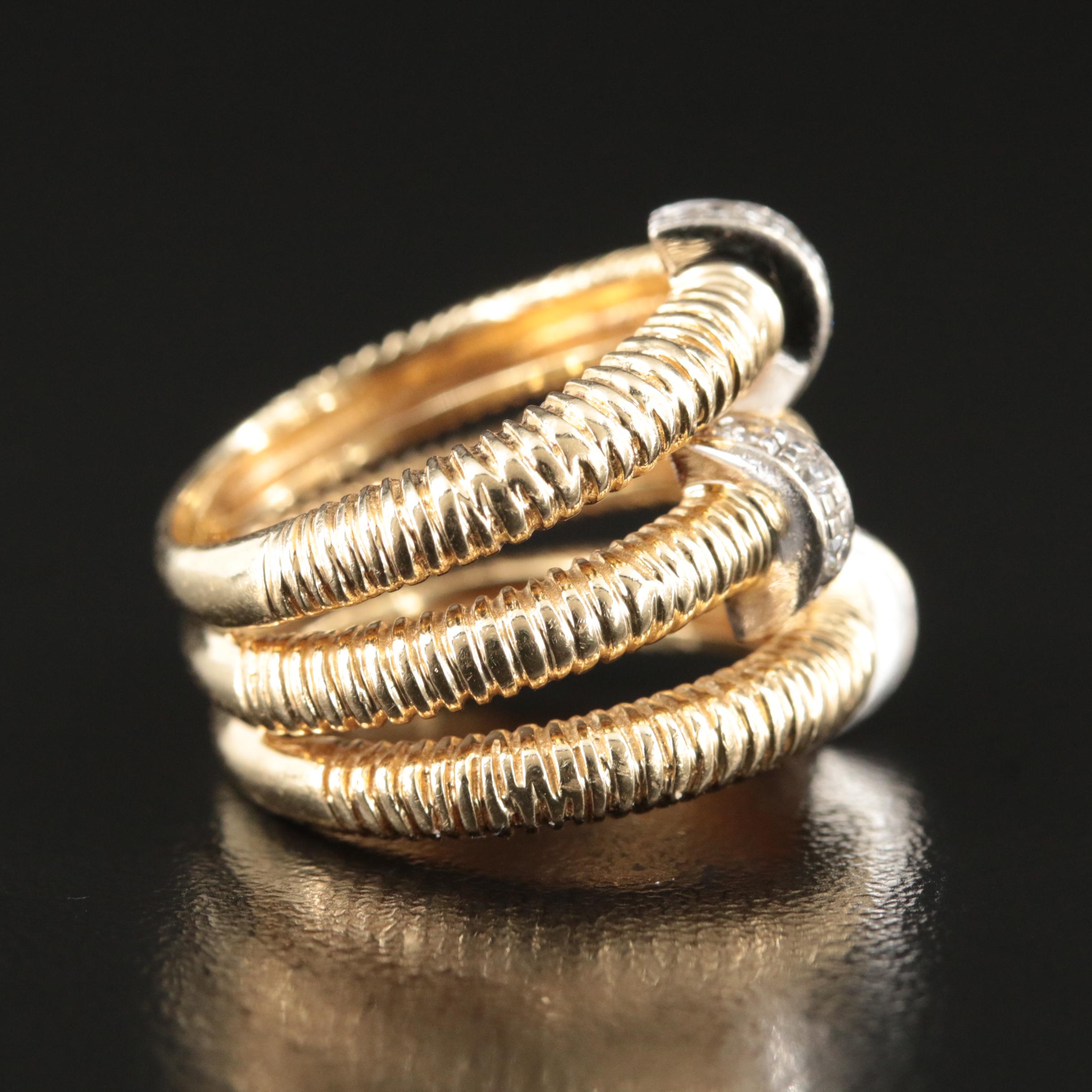 14K 0.27 CTW Diamond Triple Row Ring