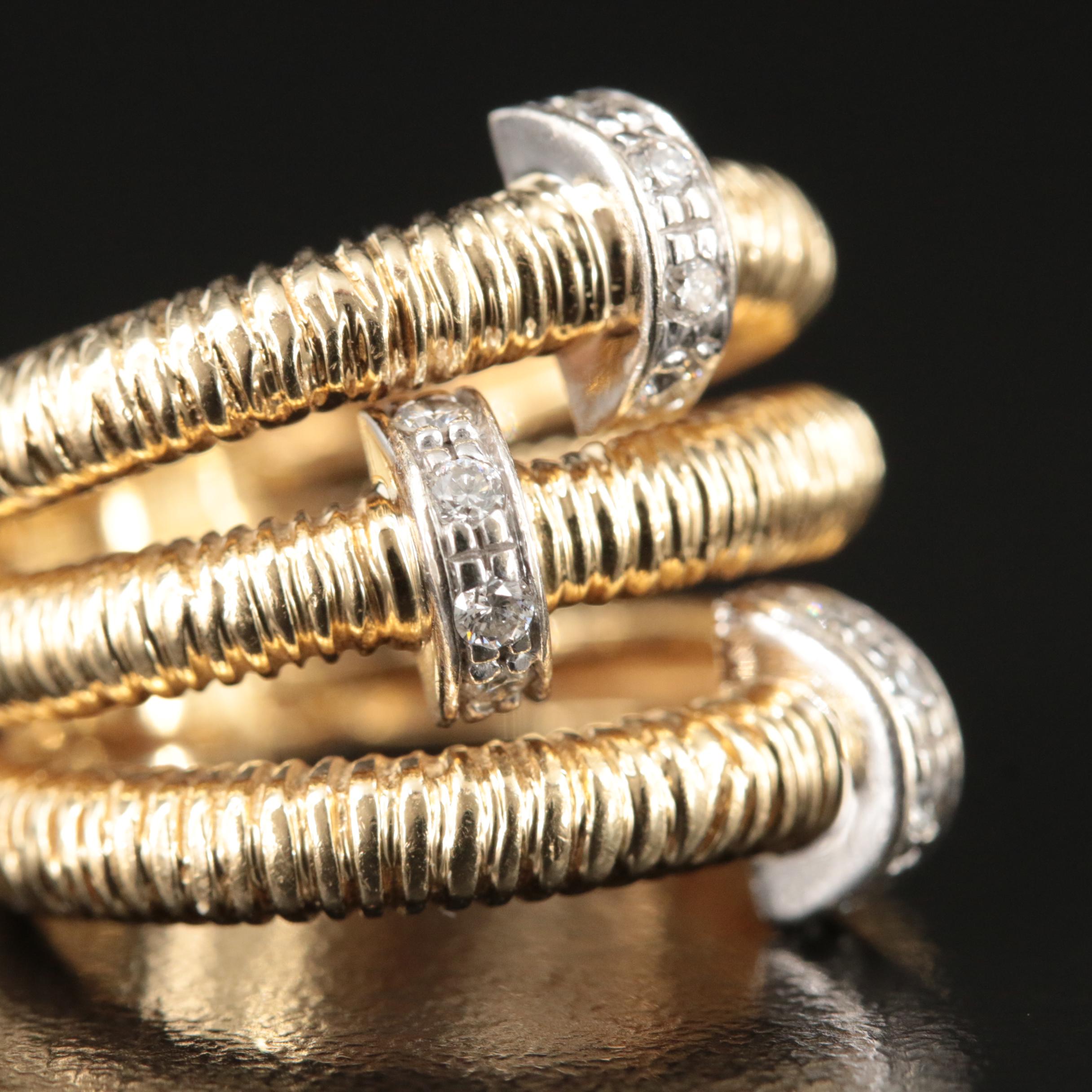 14K 0.27 CTW Diamond Triple Row Ring