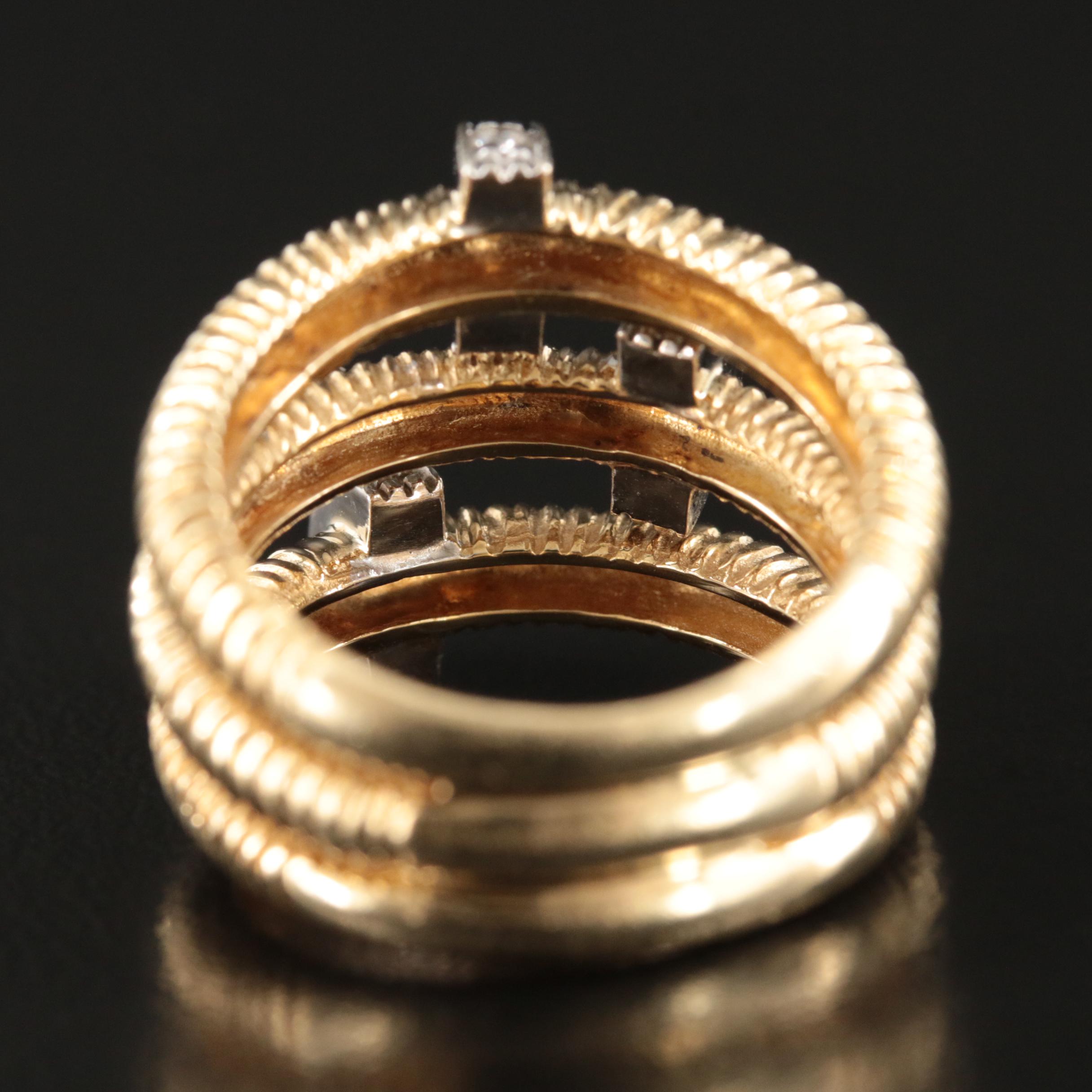 14K 0.27 CTW Diamond Triple Row Ring