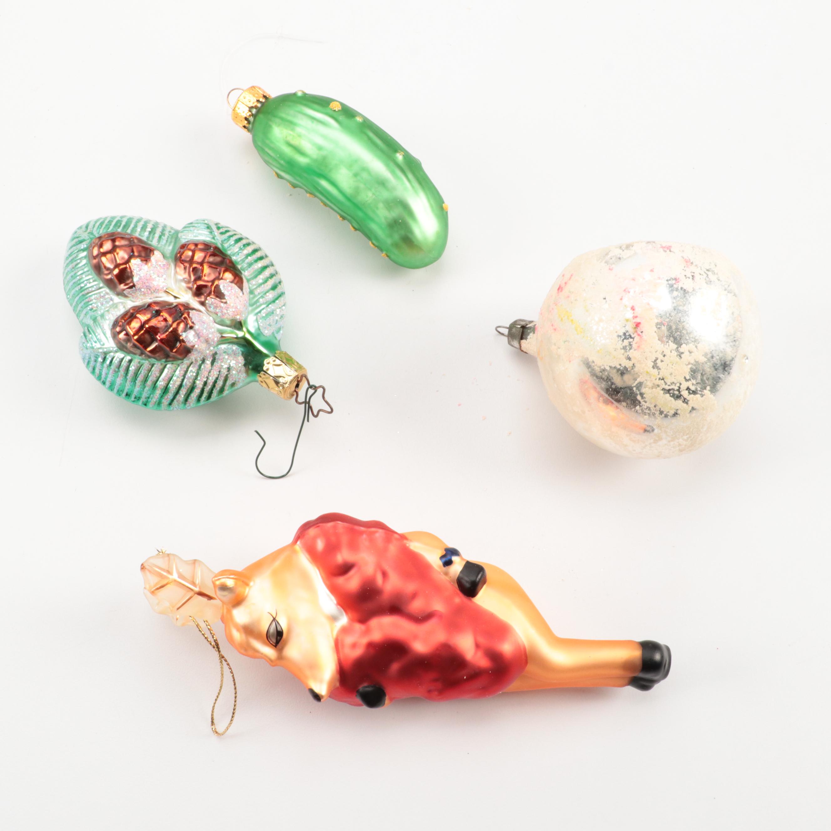 Blown Glass Rainbow Trout Christmas Ornament With Other Glass Ornaments