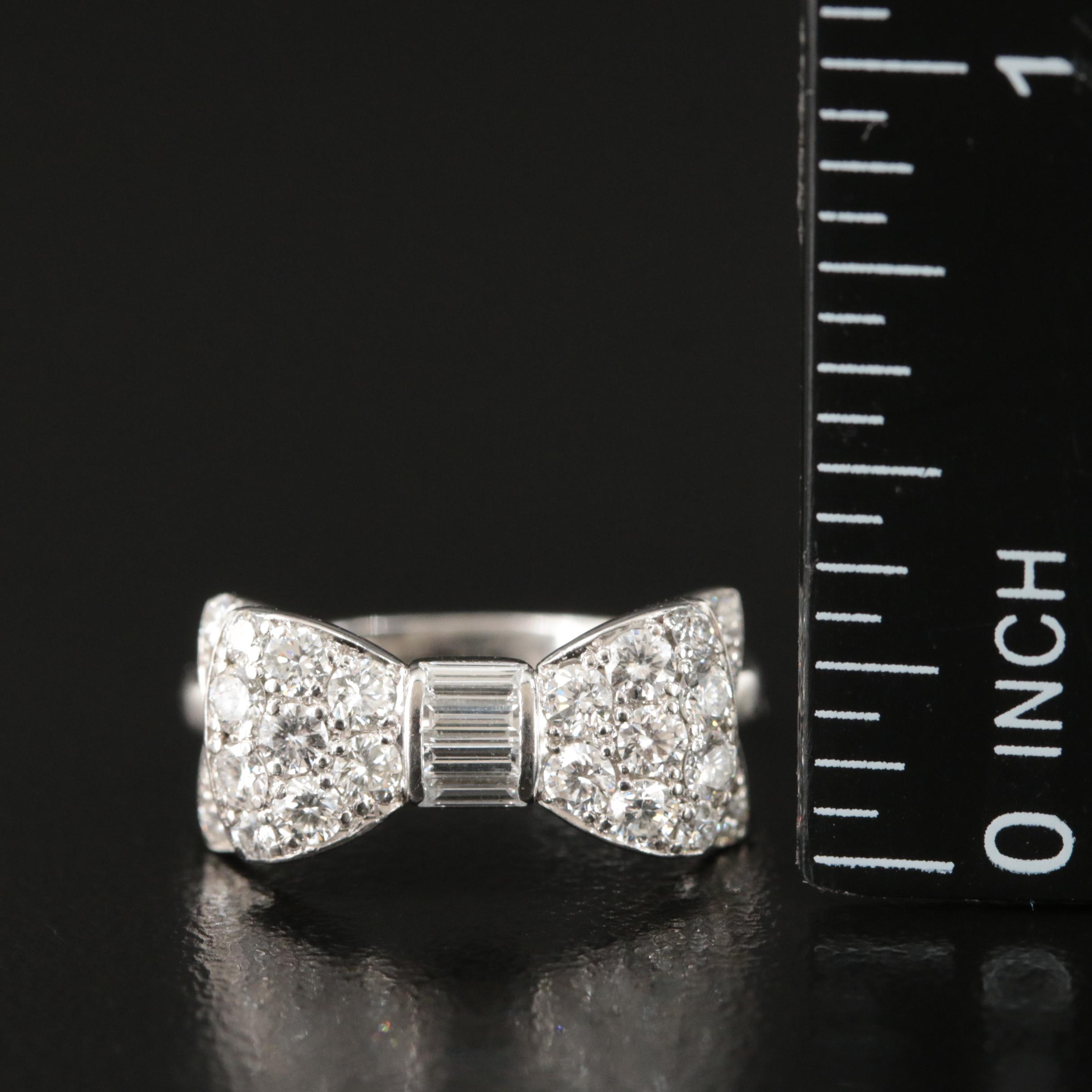Platinum 1.00 CTW Diamond Bow Ring