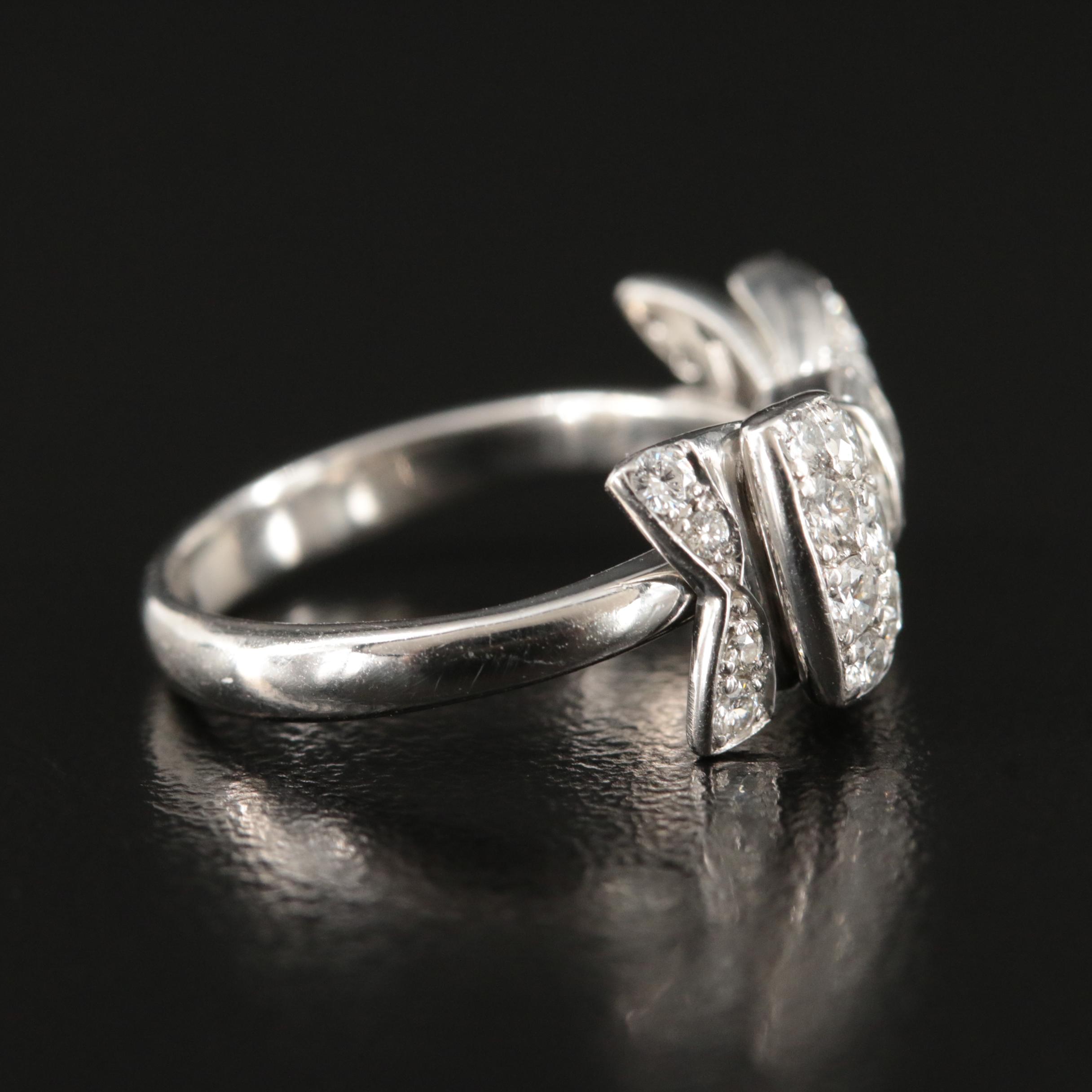 Platinum 1.00 CTW Diamond Bow Ring