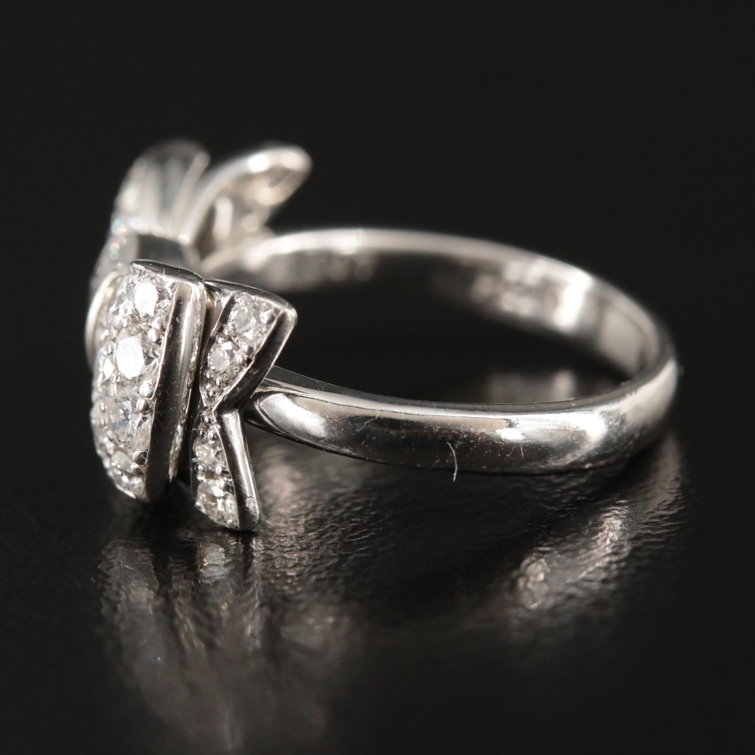 Platinum 1.00 CTW Diamond Bow Ring