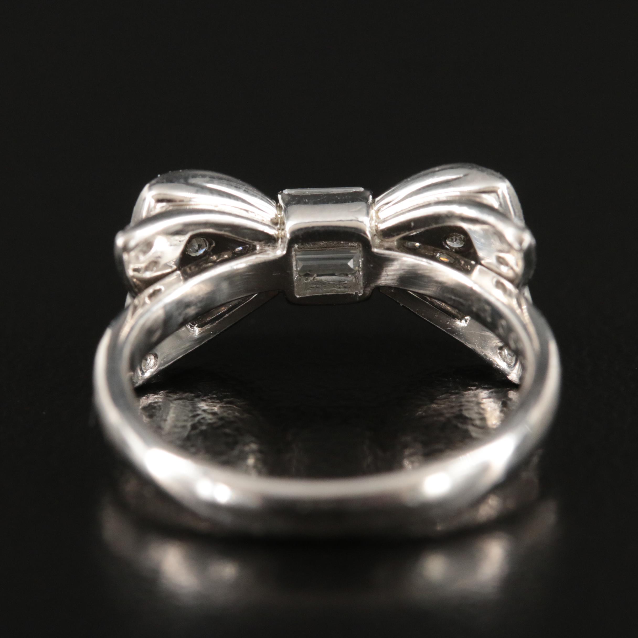 Platinum 1.00 CTW Diamond Bow Ring