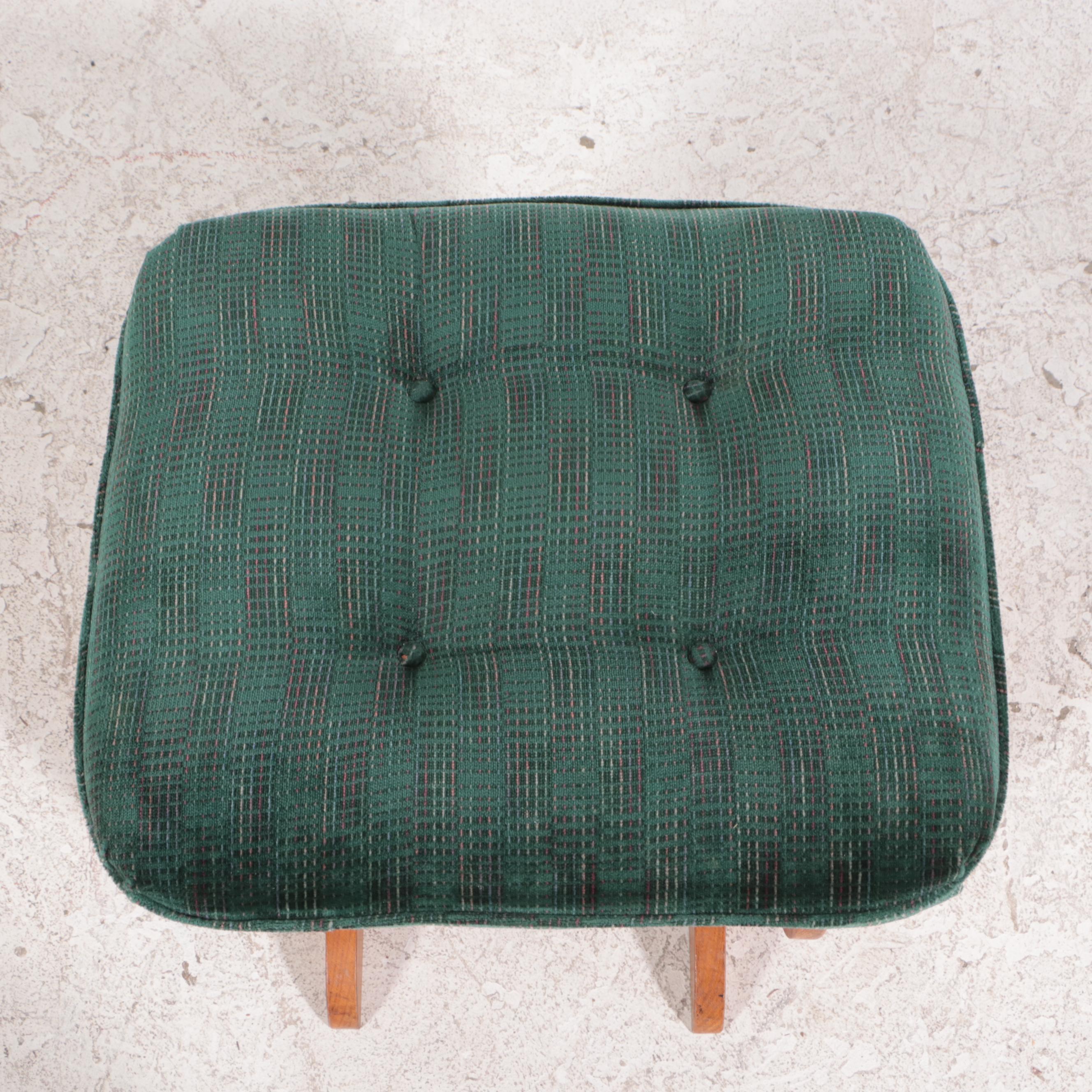 High-Back Glider and Footstool with Green Tufted Cushions
