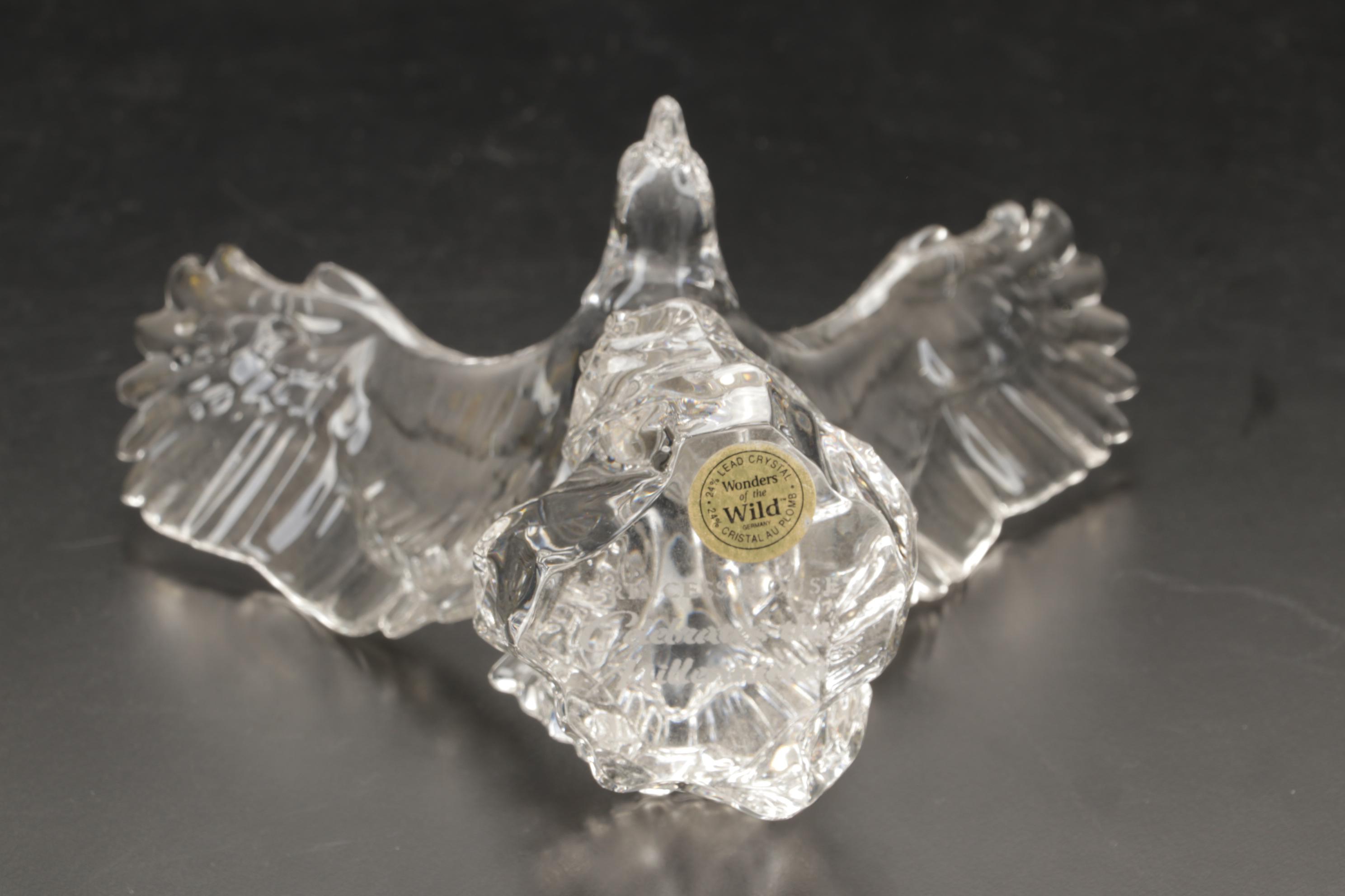 Paden City Glass Frosted Glass Ponies with Princess House Crystal Eagle