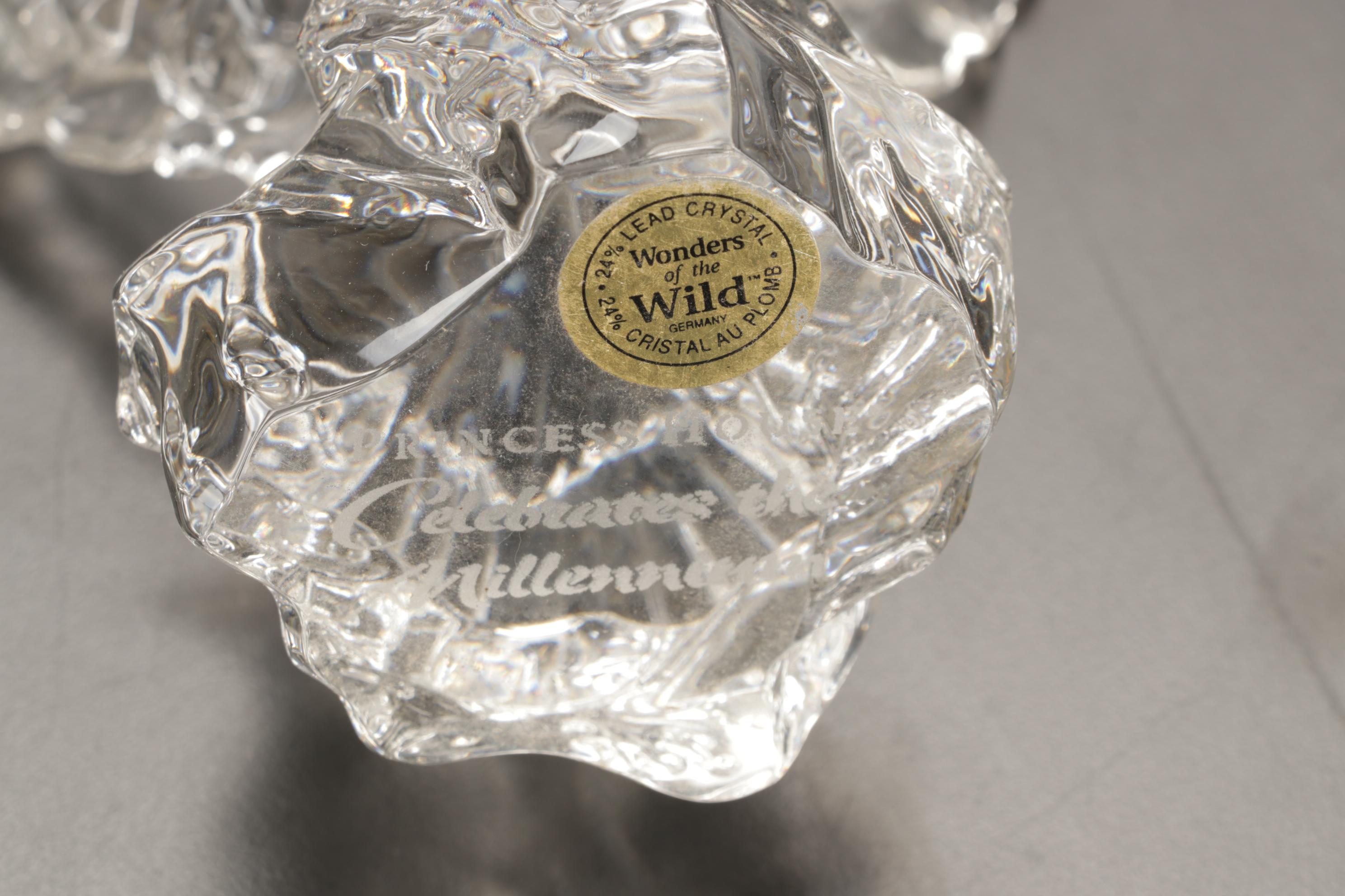 Paden City Glass Frosted Glass Ponies with Princess House Crystal Eagle