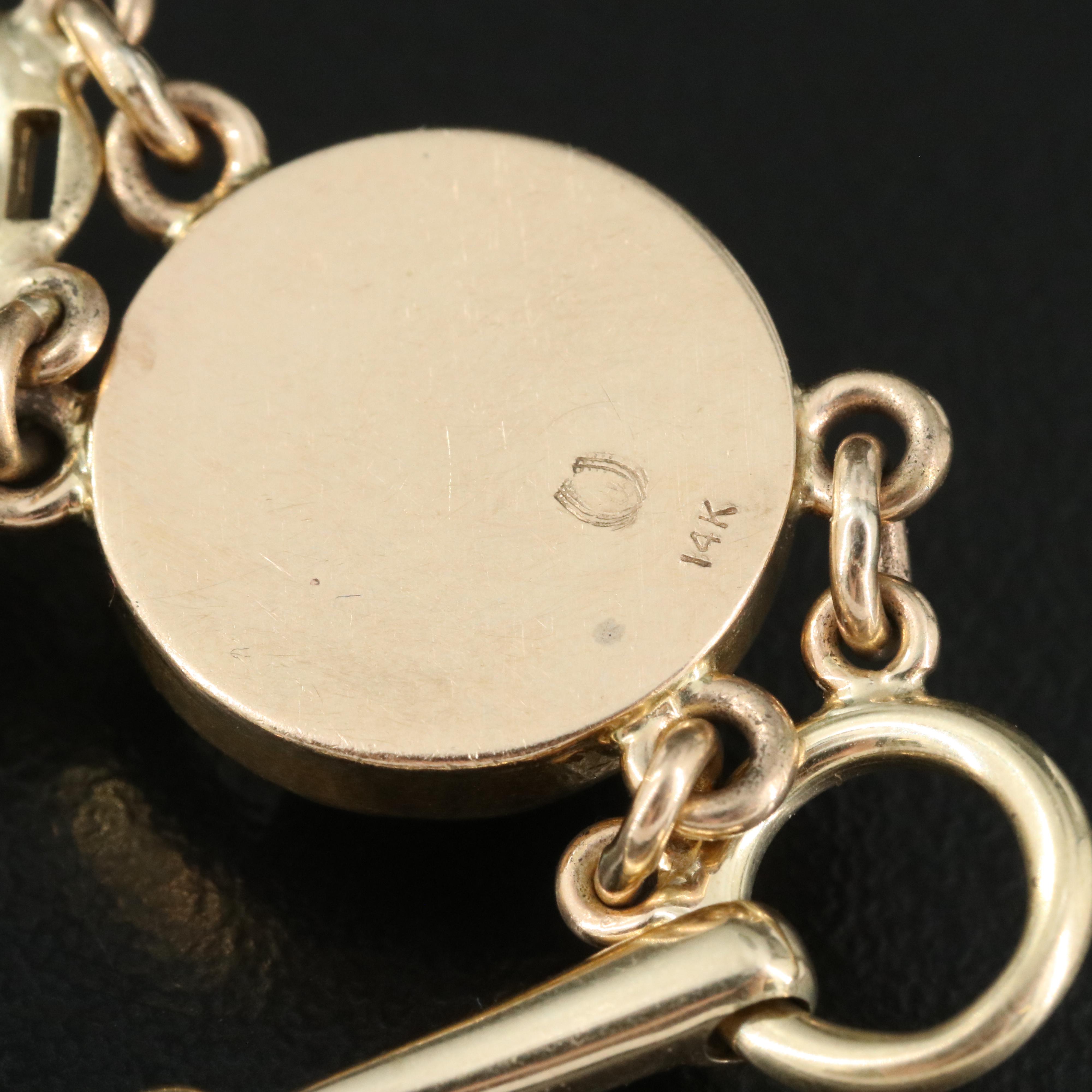 Antique 14K Essex Crystal Equestrian and Fox Hunt Bracelet