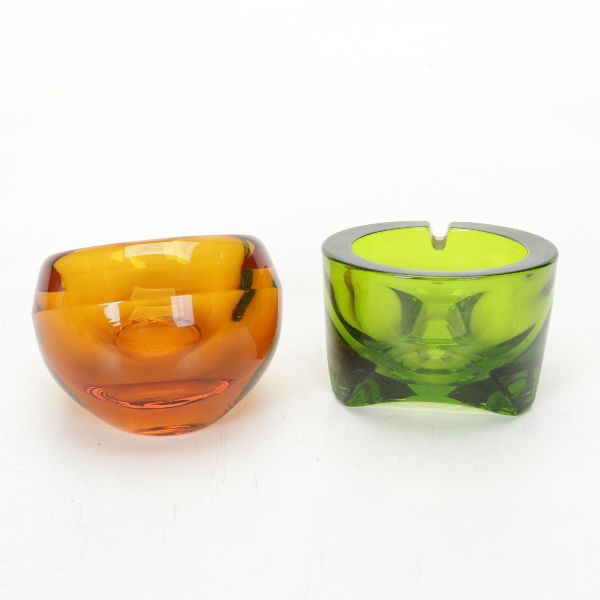 Viking Glass Ashtrays with Faux Book Bar and Other Barware and Figurine