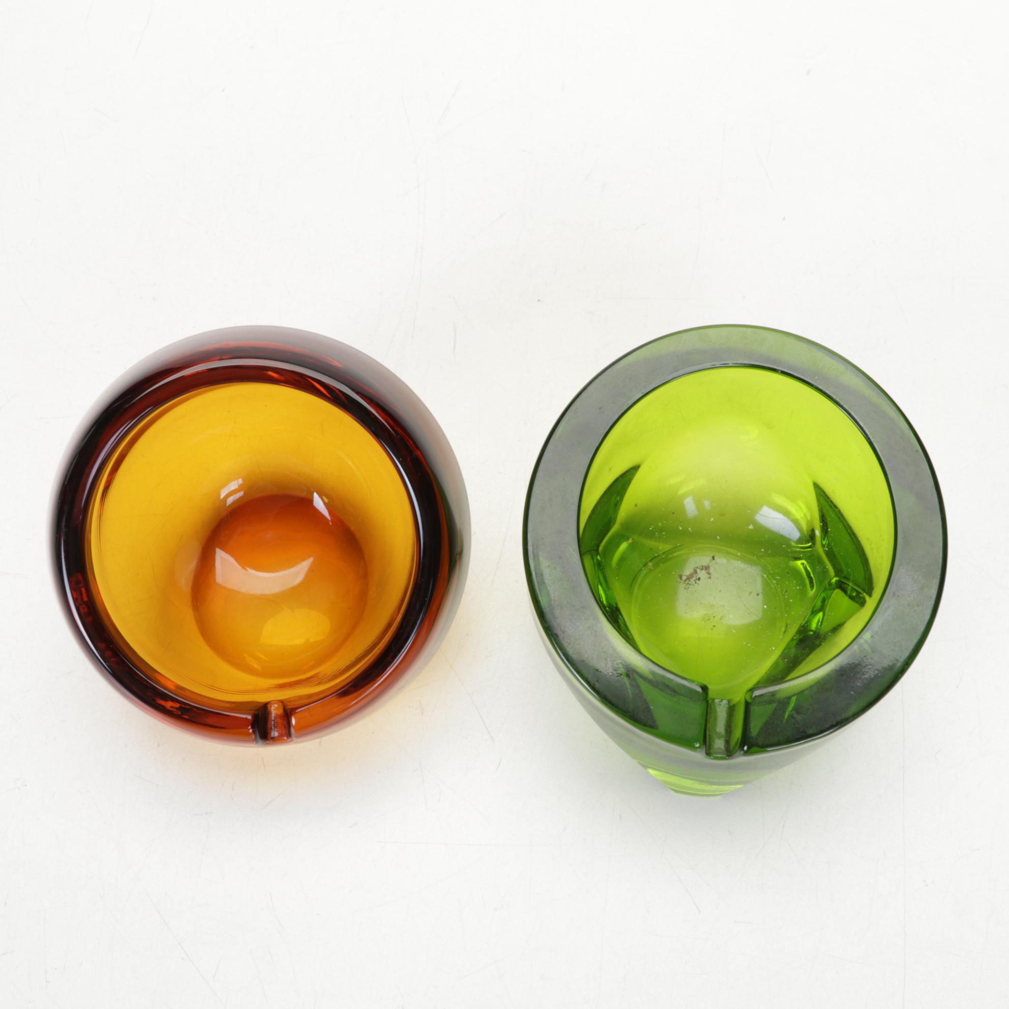 Viking Glass Ashtrays with Faux Book Bar and Other Barware and Figurine