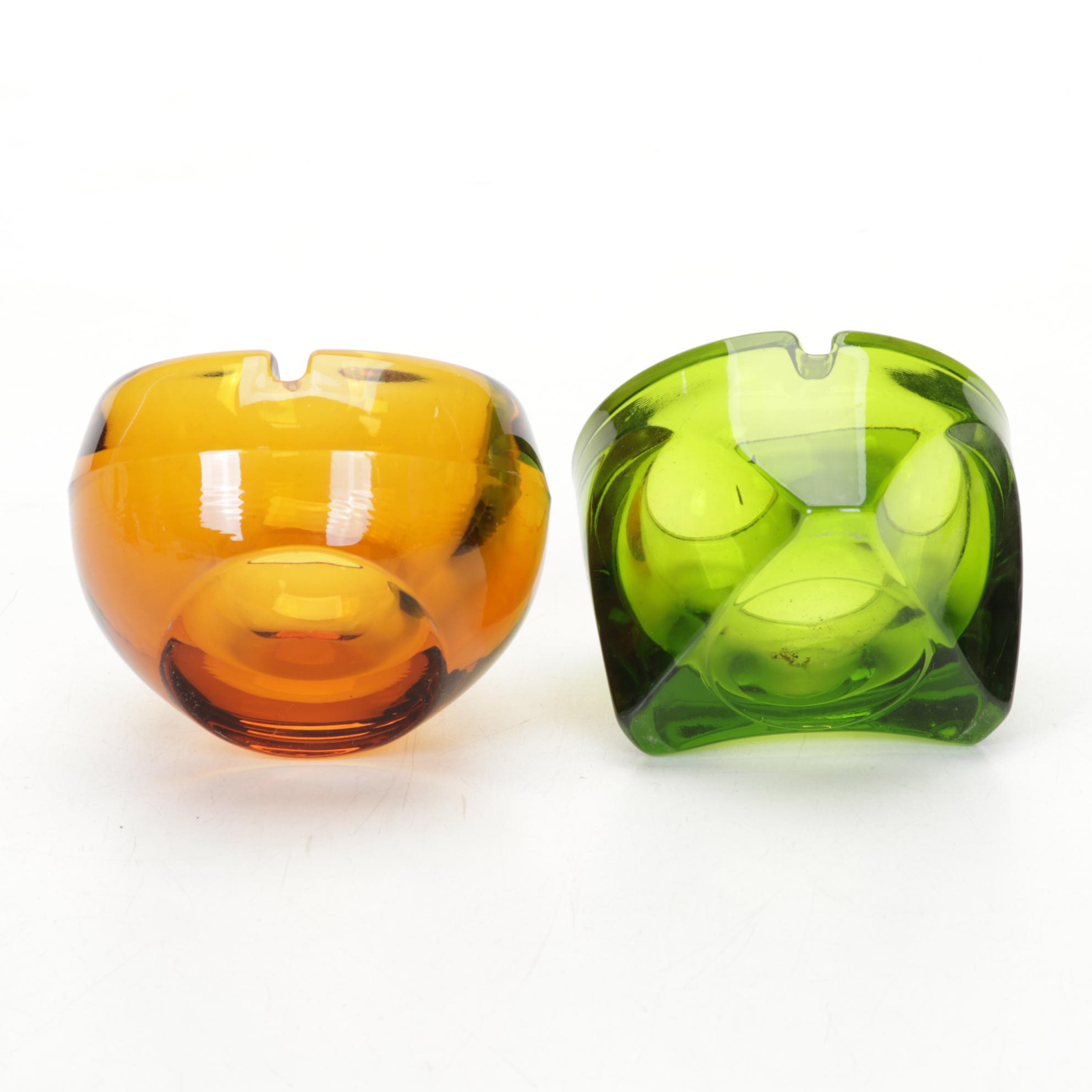 Viking Glass Ashtrays with Faux Book Bar and Other Barware and Figurine