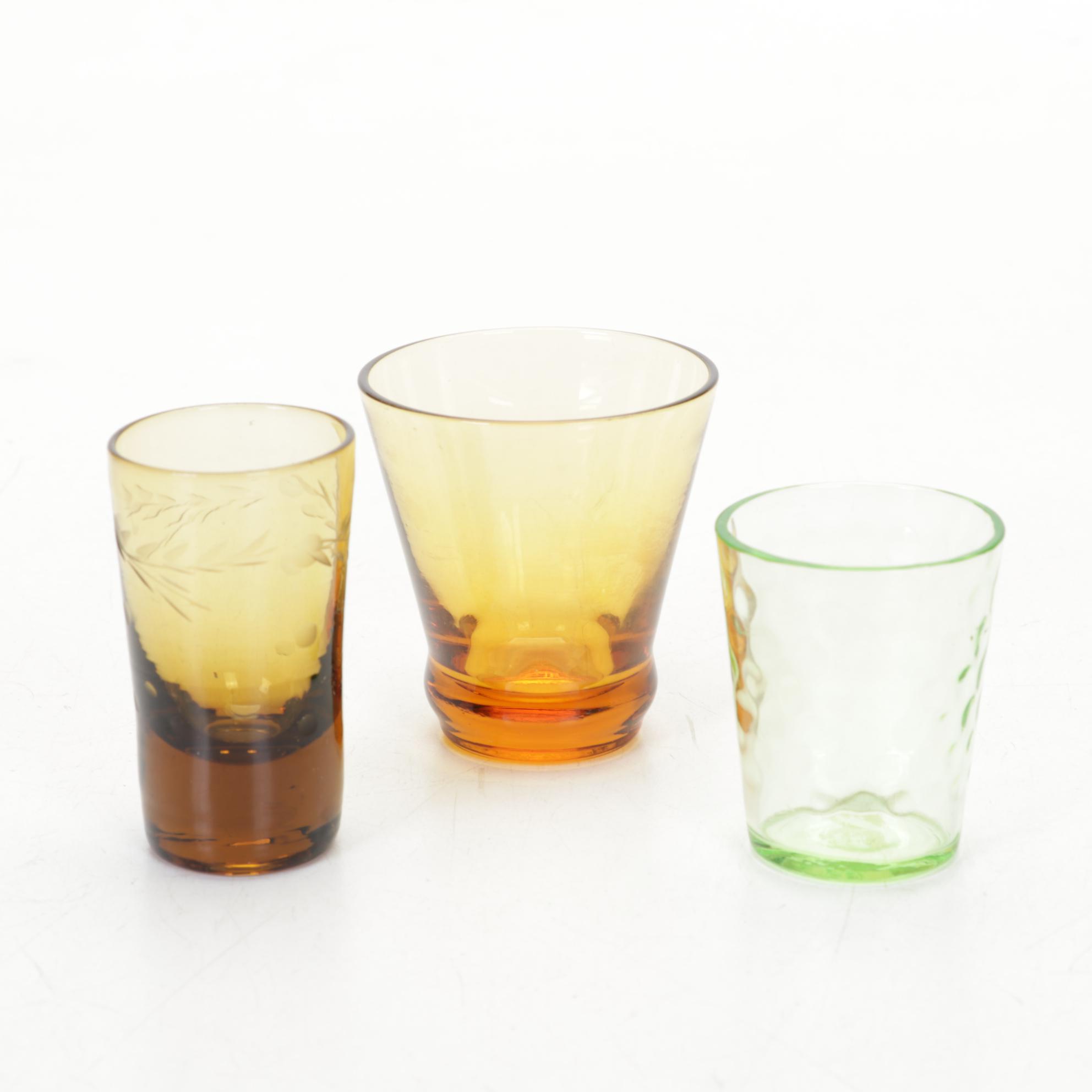 Viking Glass Ashtrays with Faux Book Bar and Other Barware and Figurine