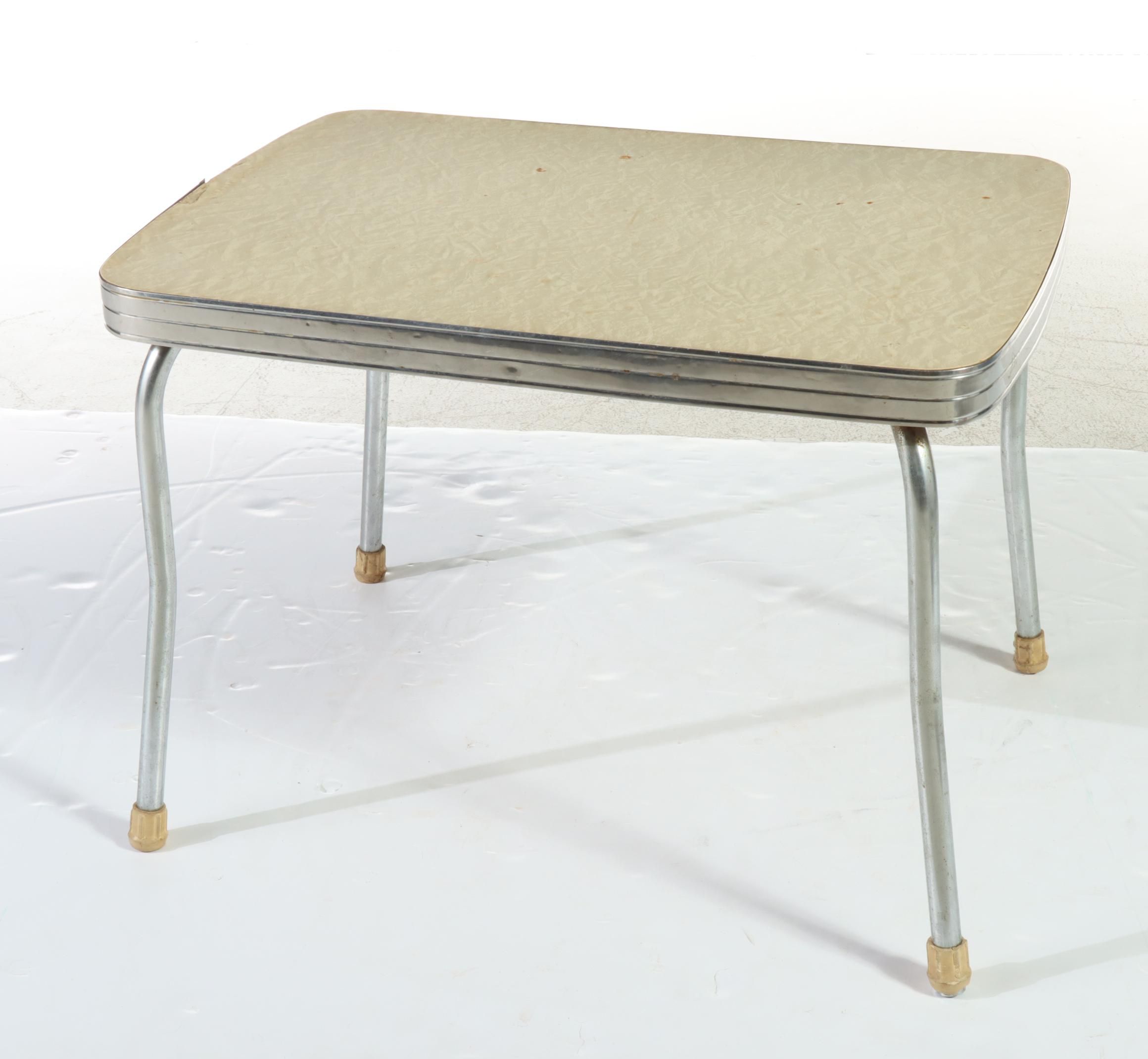 Three-Piece Mid Century Modern Chrome Child's Dining Set, Incl. Storkline