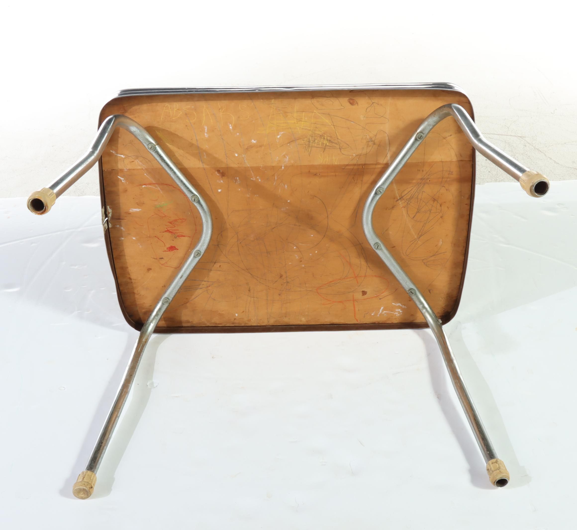 Three-Piece Mid Century Modern Chrome Child's Dining Set, Incl. Storkline