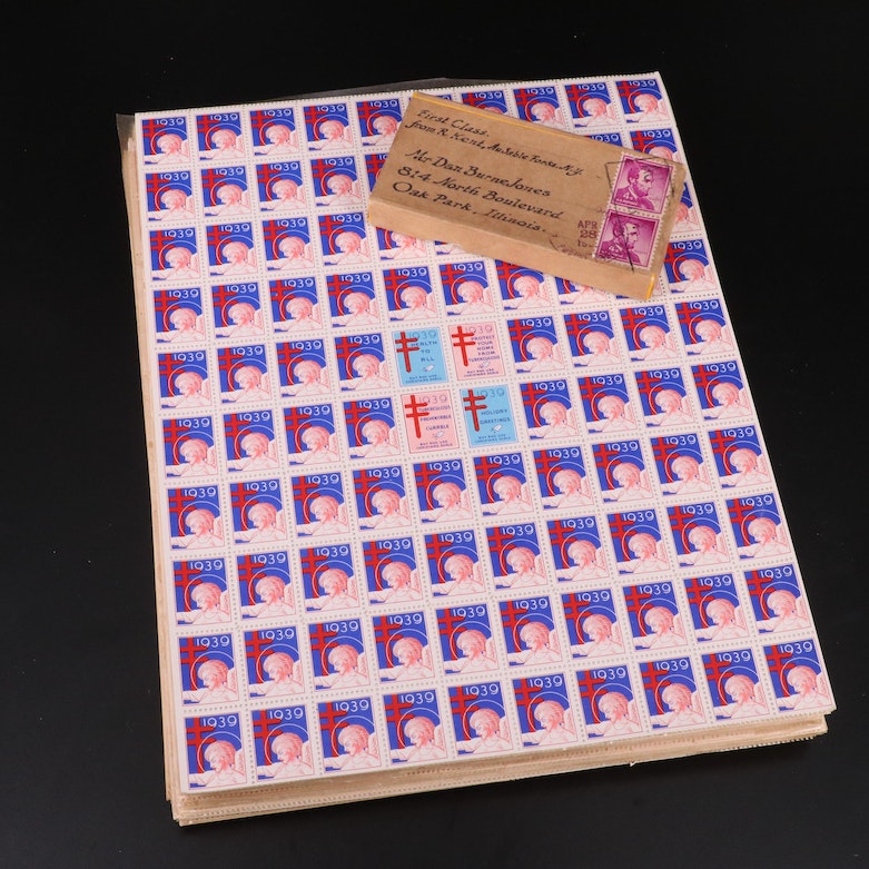 Rockwell Kent Designed Twenty Christmas Seal Stamp Sheets From 1939