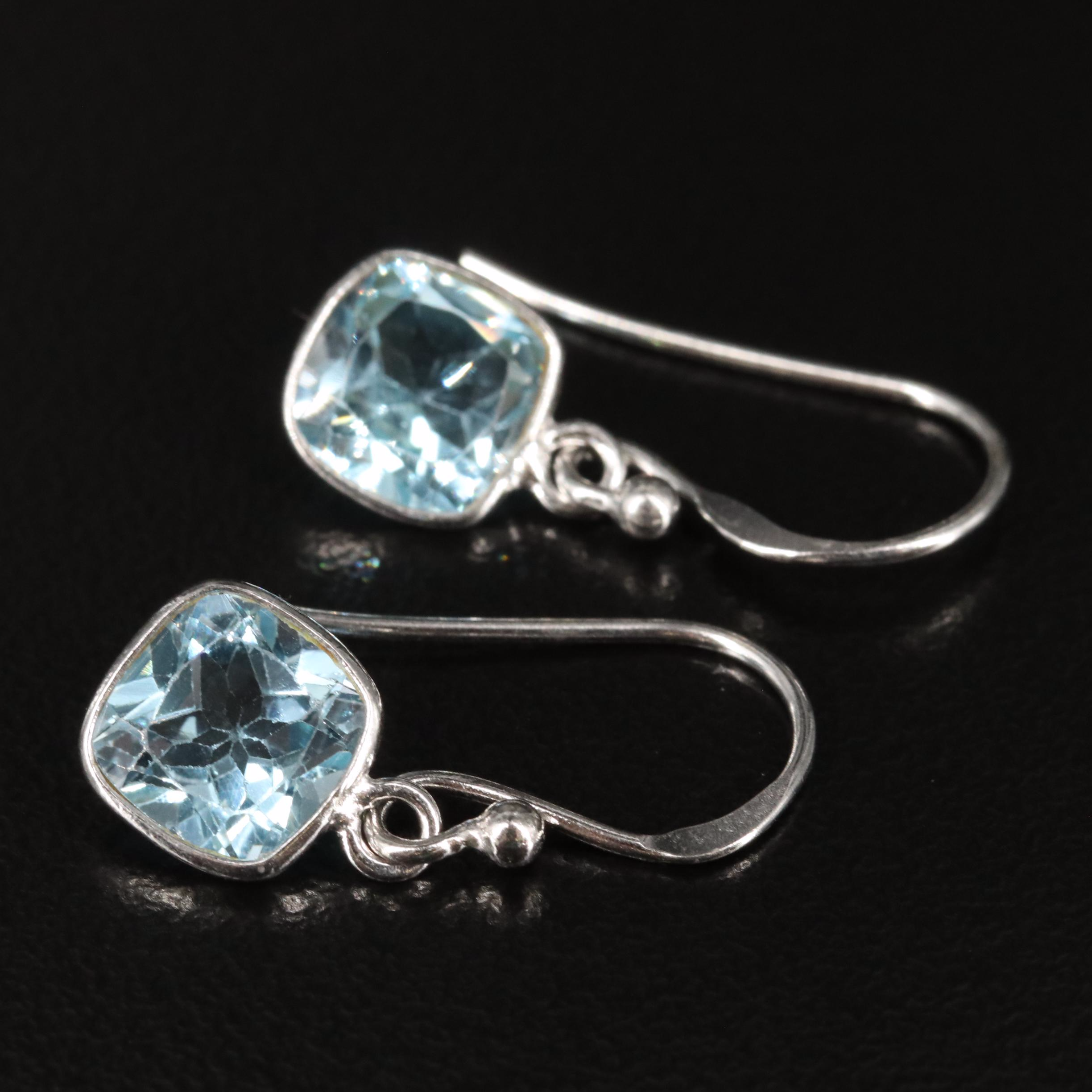 Sterling Blue Topaz Drop Earrings
