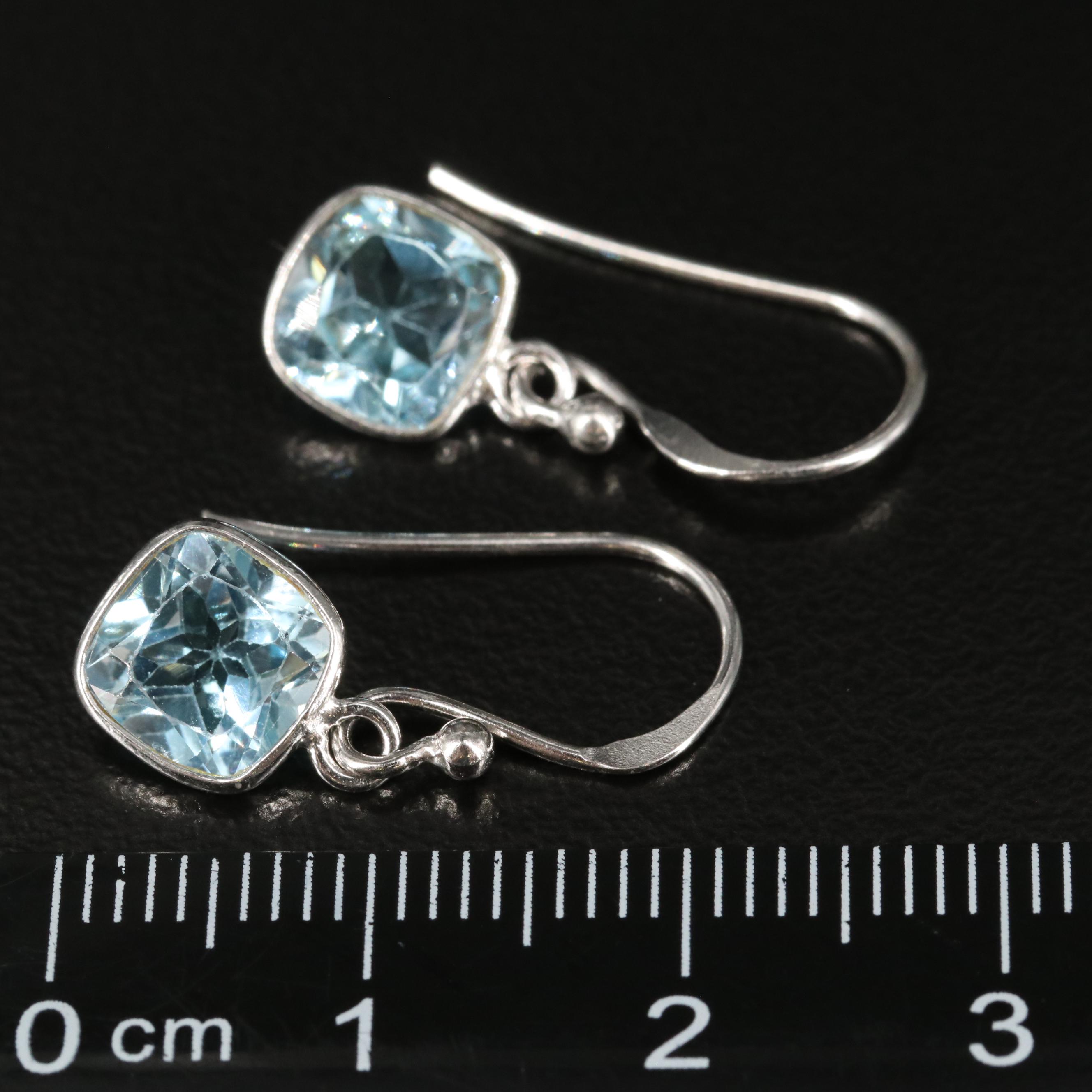 Sterling Blue Topaz Drop Earrings