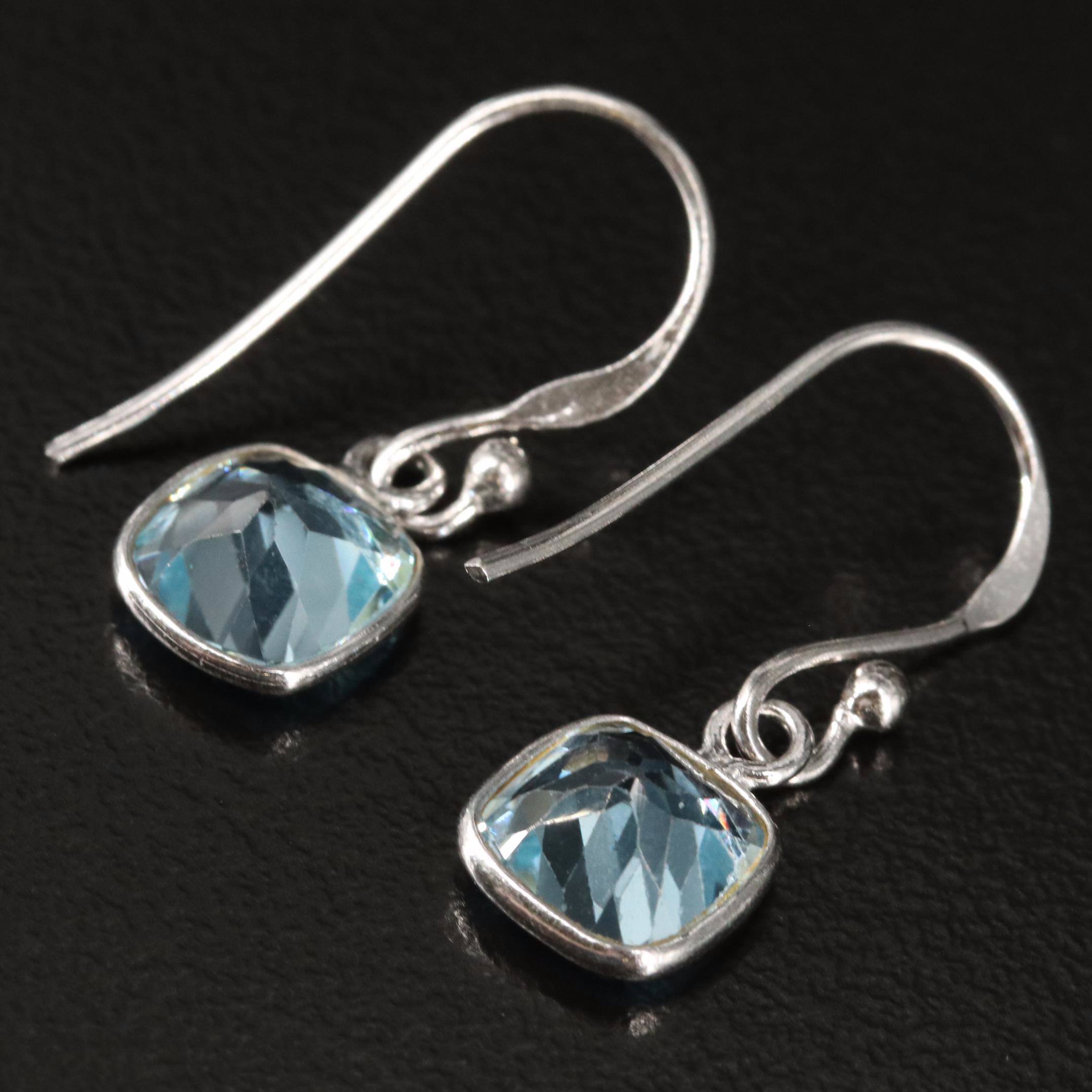 Sterling Blue Topaz Drop Earrings