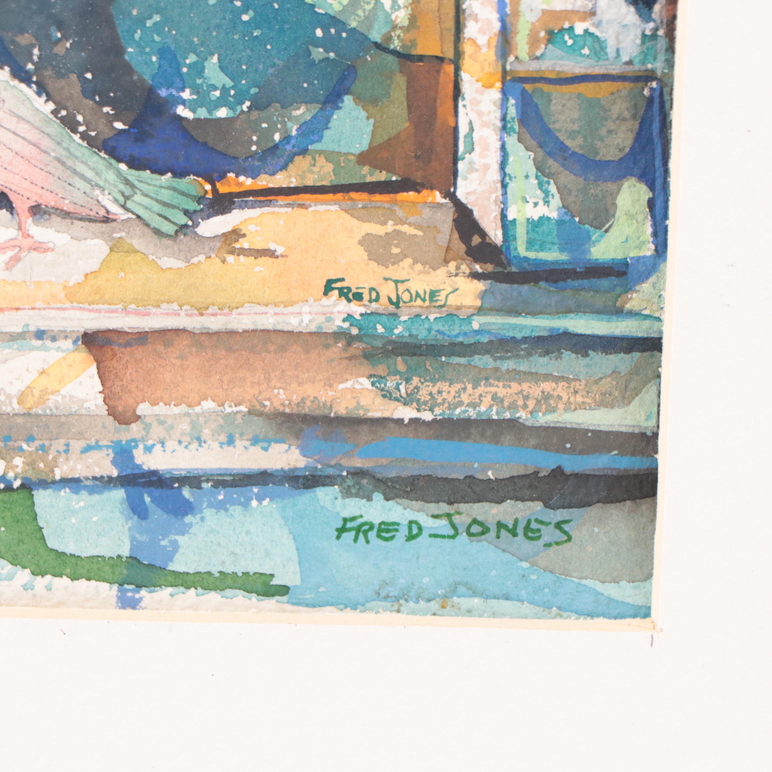 Fred Jones Watercolor Painting of Birds In Window