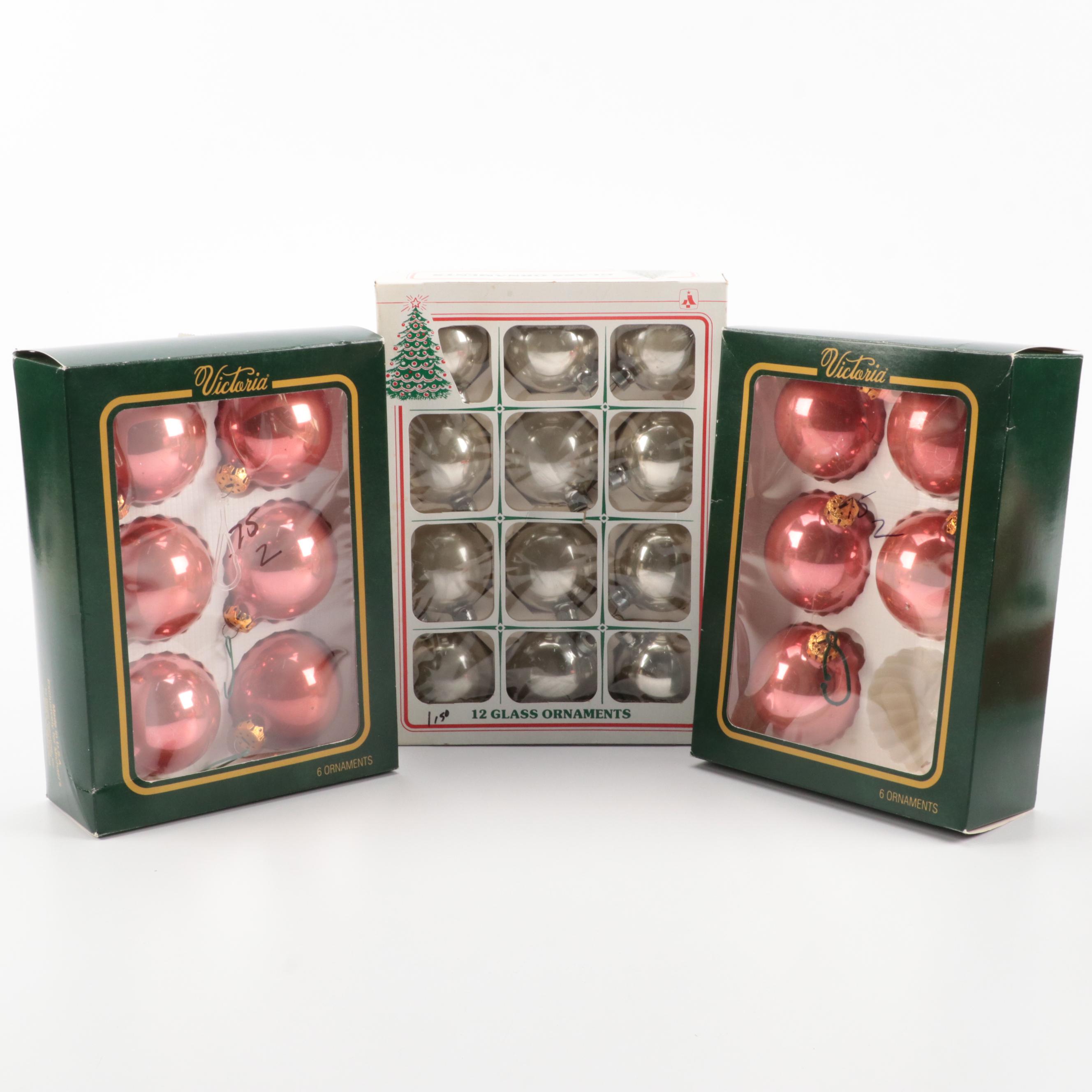 Pyramid, Victoria, and Other Blown Glass Christmas Ornaments, Late 20th Century