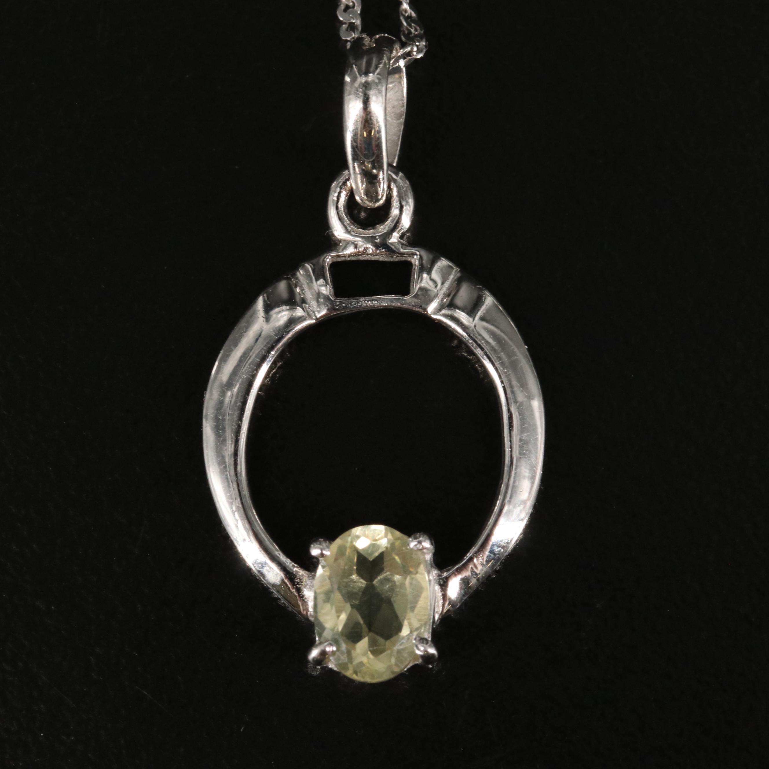 Sterling Citrine Pendant Necklace
