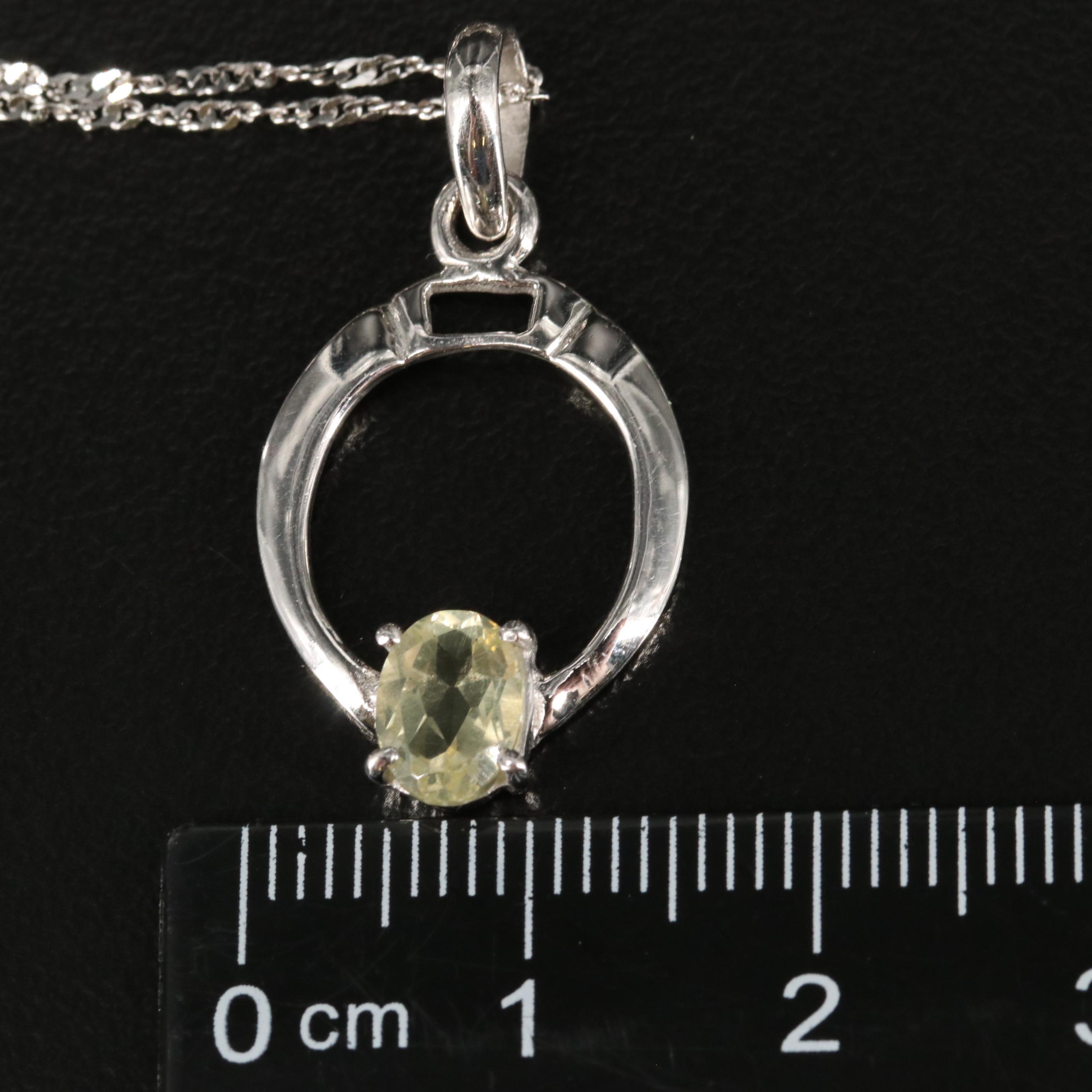 Sterling Citrine Pendant Necklace