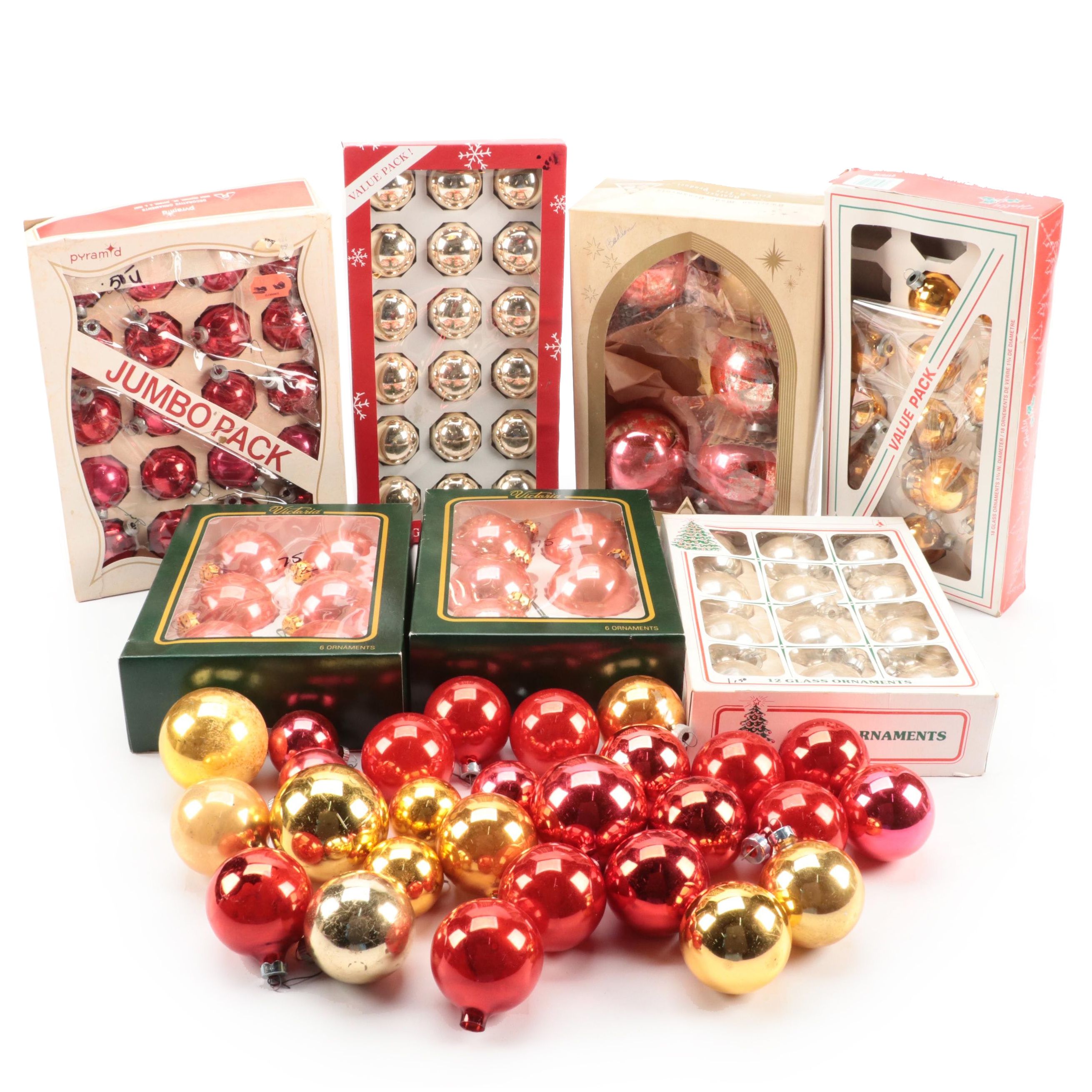 Pyramid, Victoria, and Other Blown Glass Christmas Ornaments, Late 20th Century