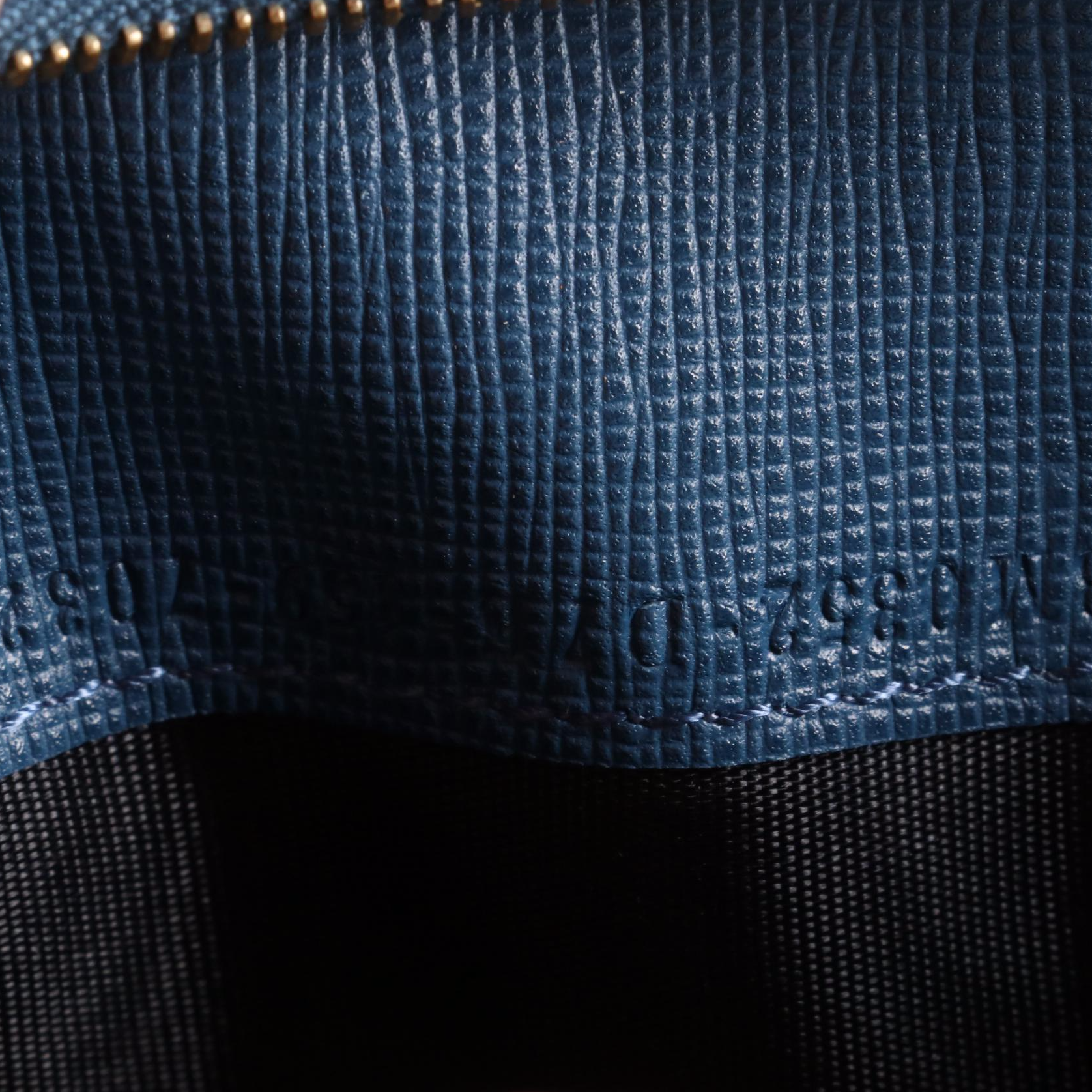 Fendi Trifold Wallet in Blue Grained and Cross Grain Textured Leather