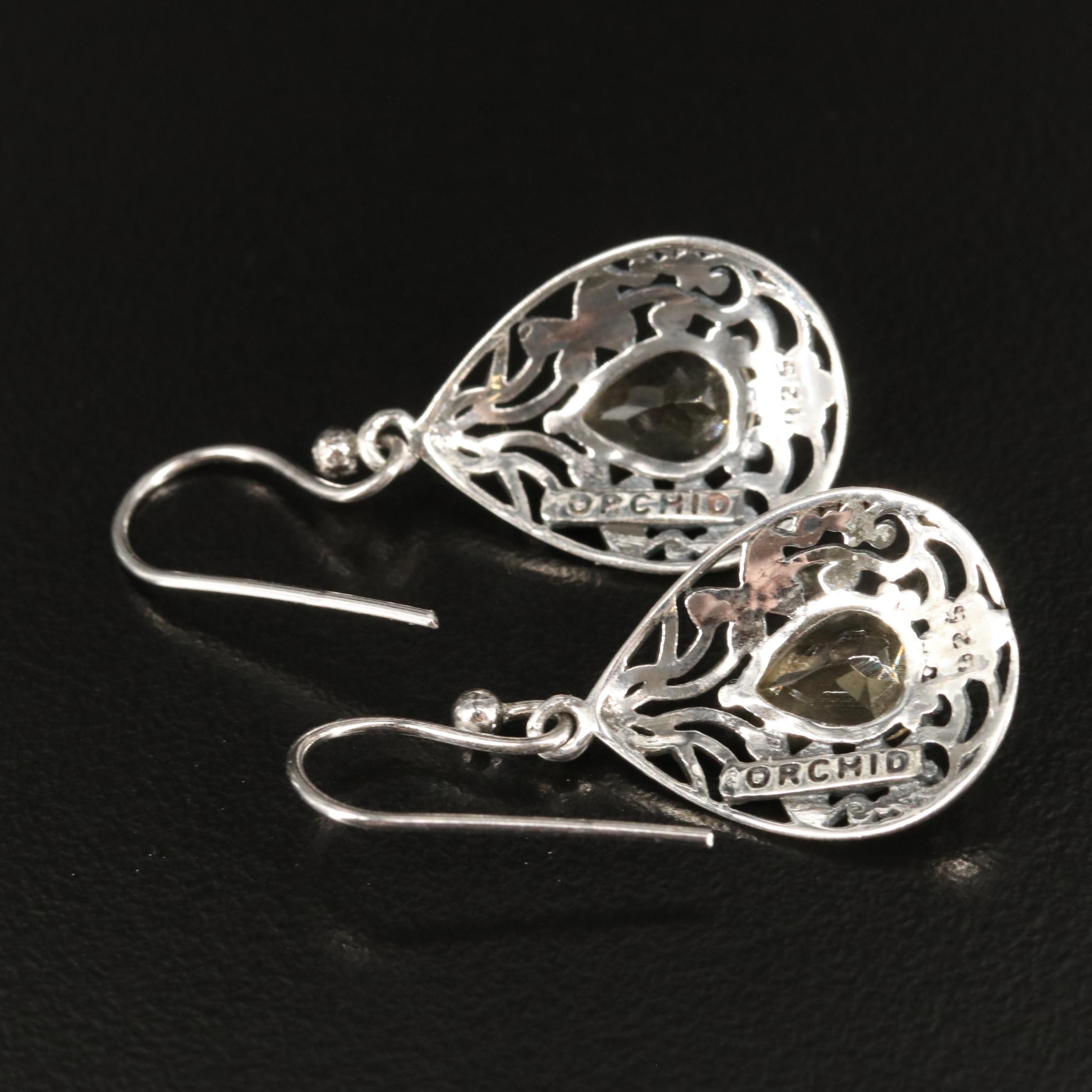 Sterling Citrine Drop Earrings