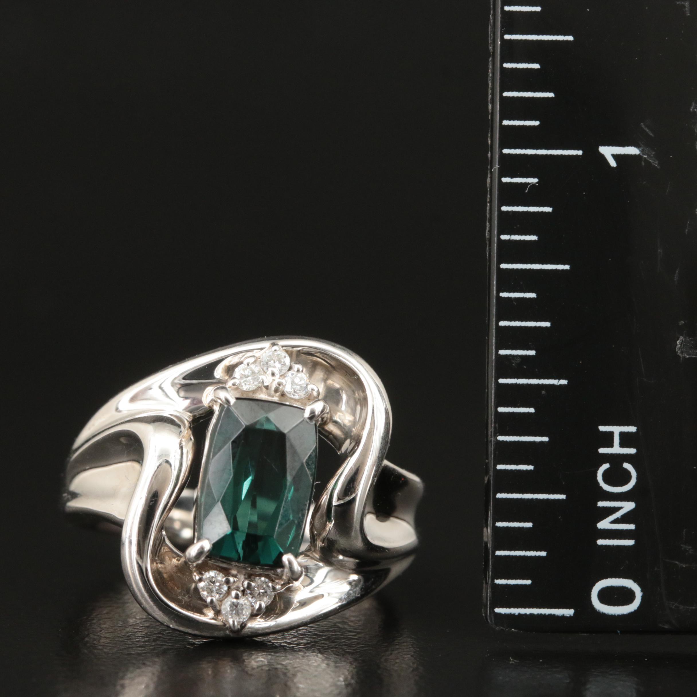 Platinum 2.15 CT Tourmaline and Diamond Ring with GIA Report