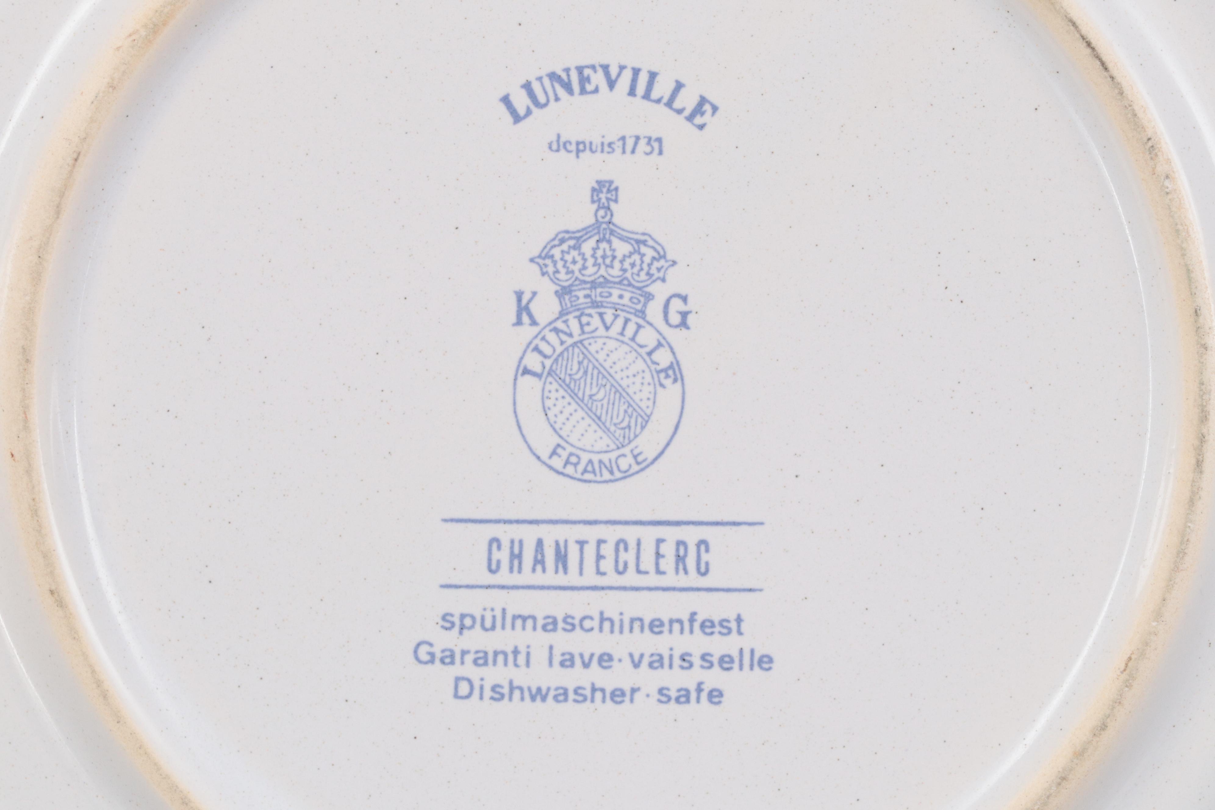 Lunéville "Chanteclerc Blue" Earthenware Salad Plates, Late 20th Century