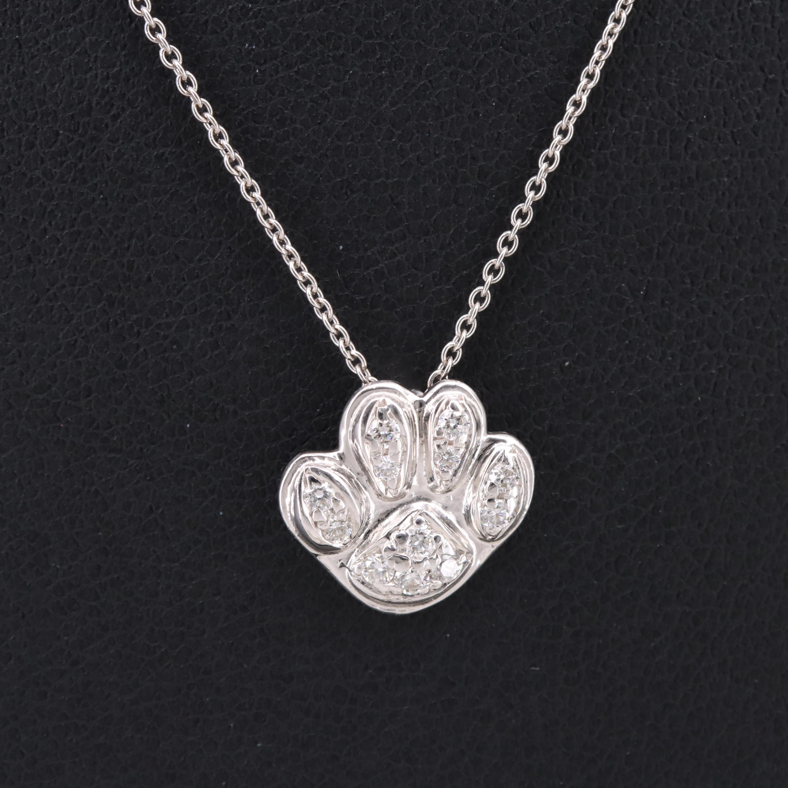 Roberto Coin Tiny Treasures 18K 0.10 CTW Diamond Paw Print Necklace