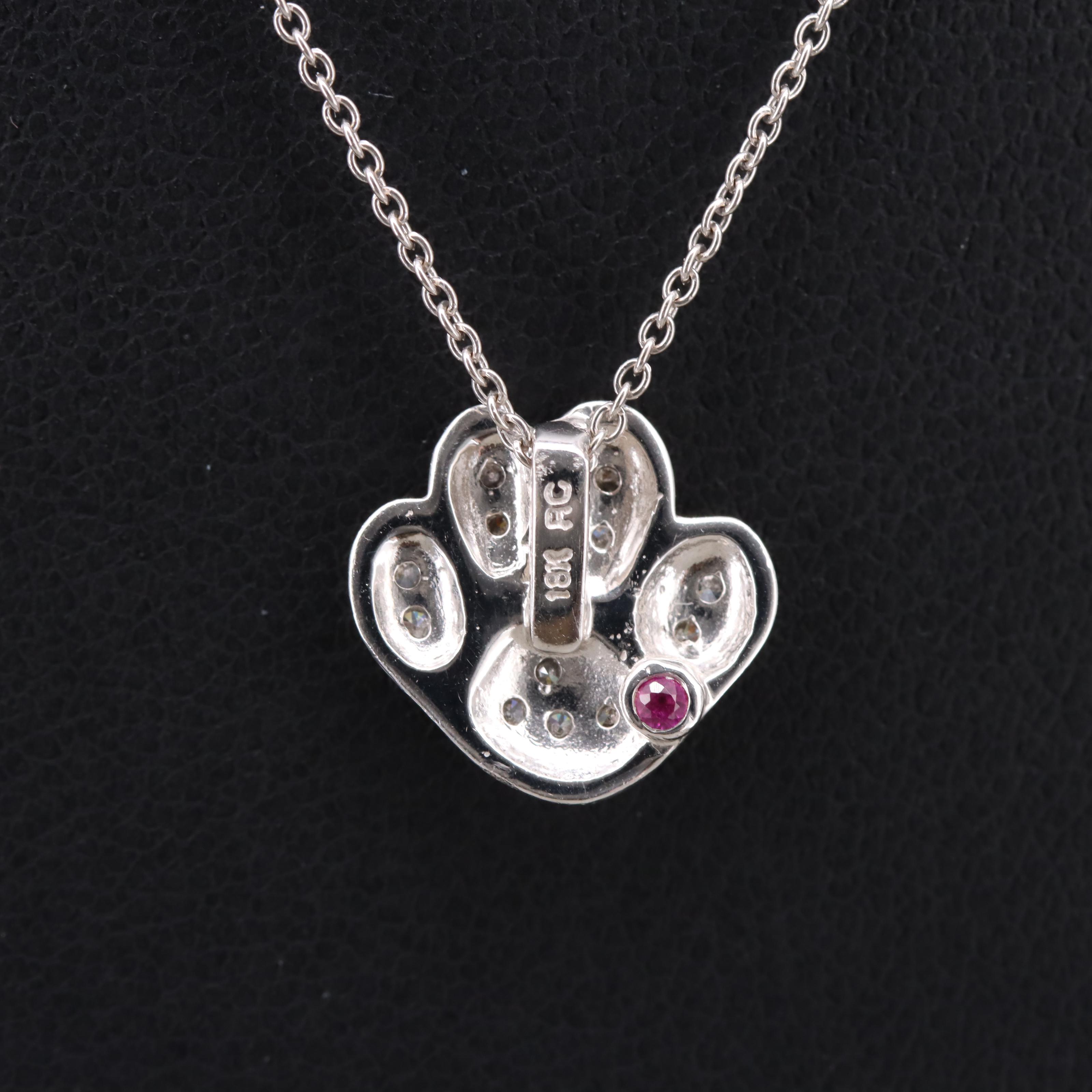 Roberto Coin Tiny Treasures 18K 0.10 CTW Diamond Paw Print Necklace