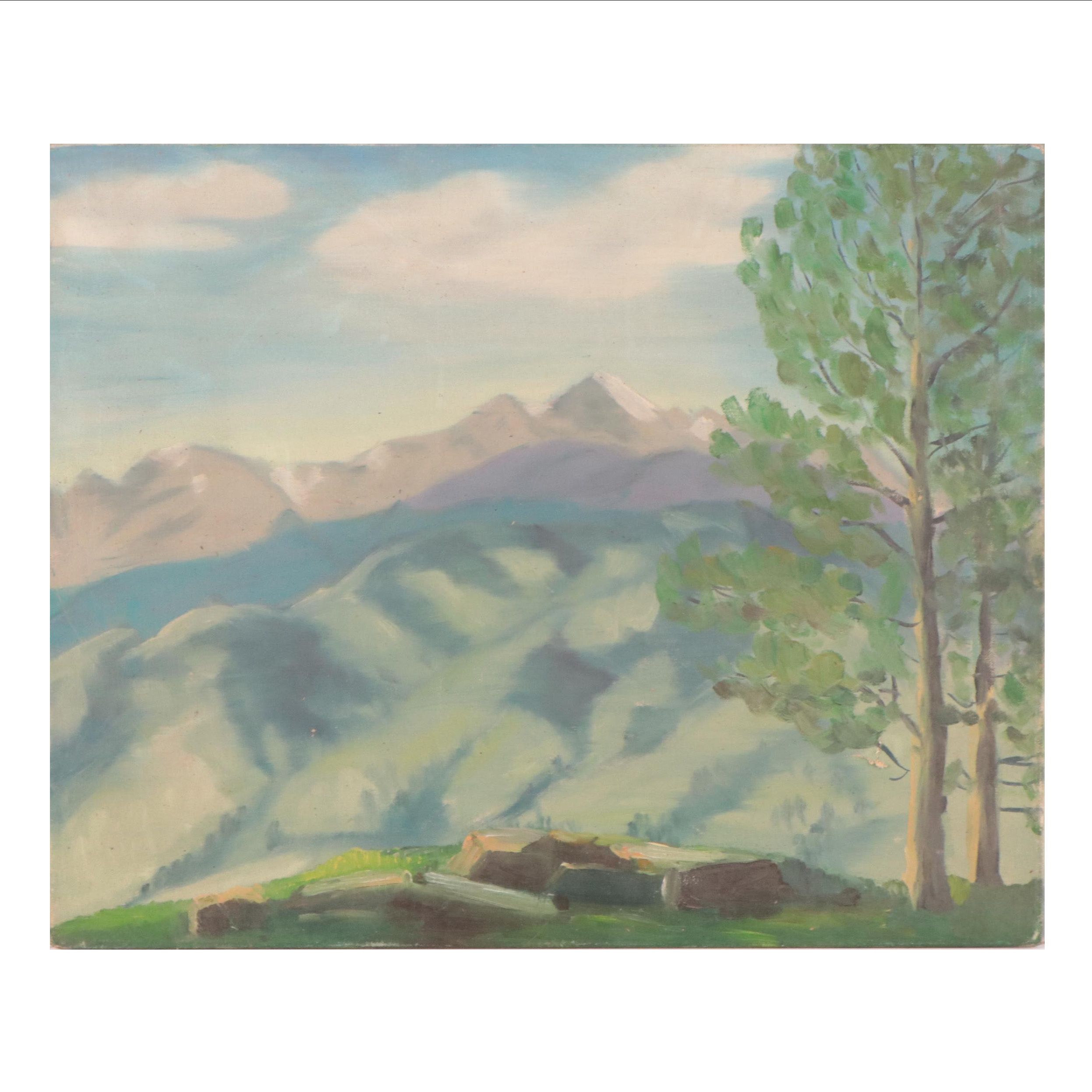 Dan Burne Jones Oil Painting of Alpine Landscape