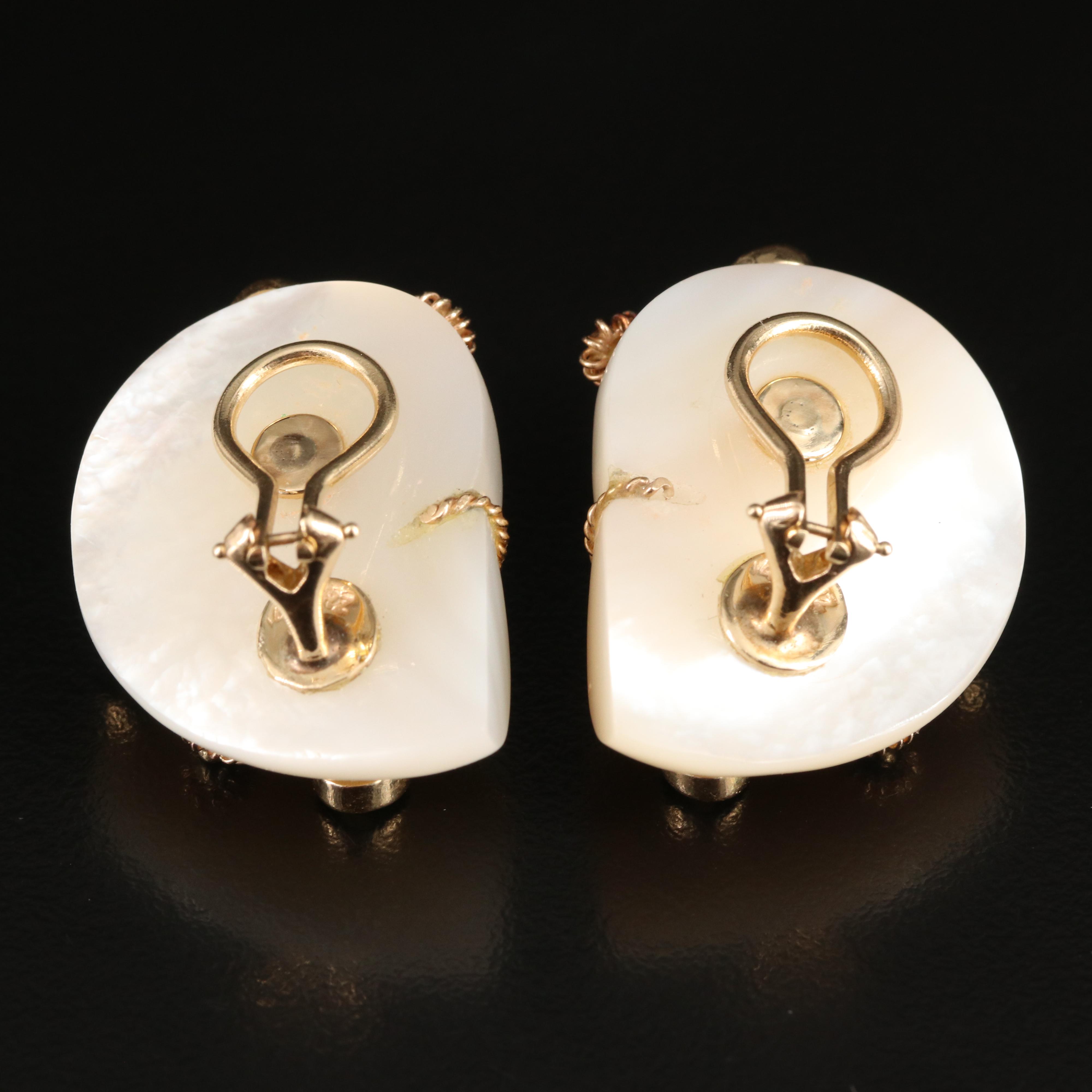 14K Shell and Peridot Earrings